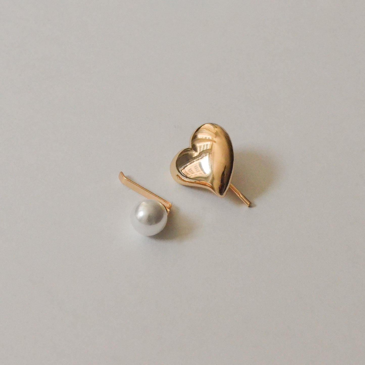 Mini Heart & Pearl Hair Stick Set | Gold