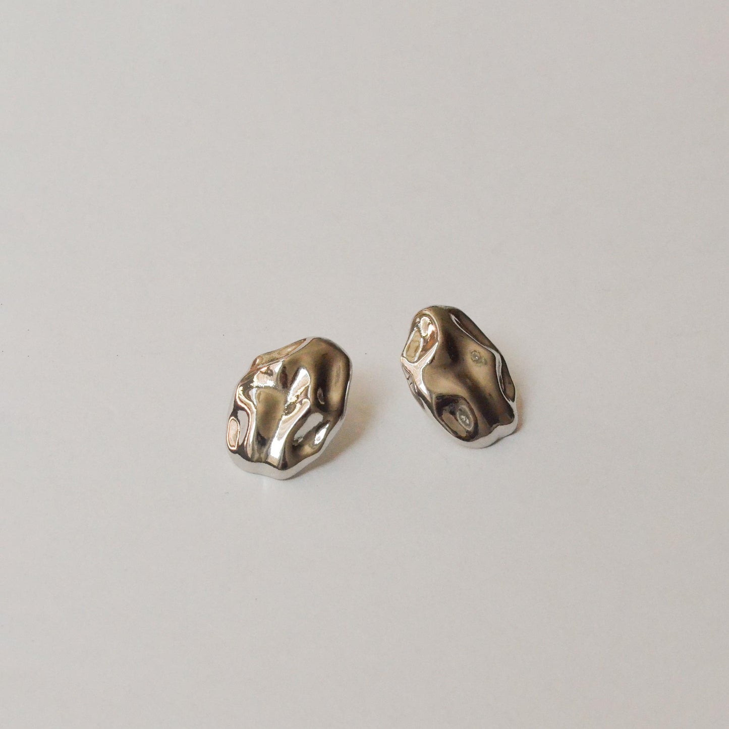 Oval Textured Metal Post Earrings | Silver