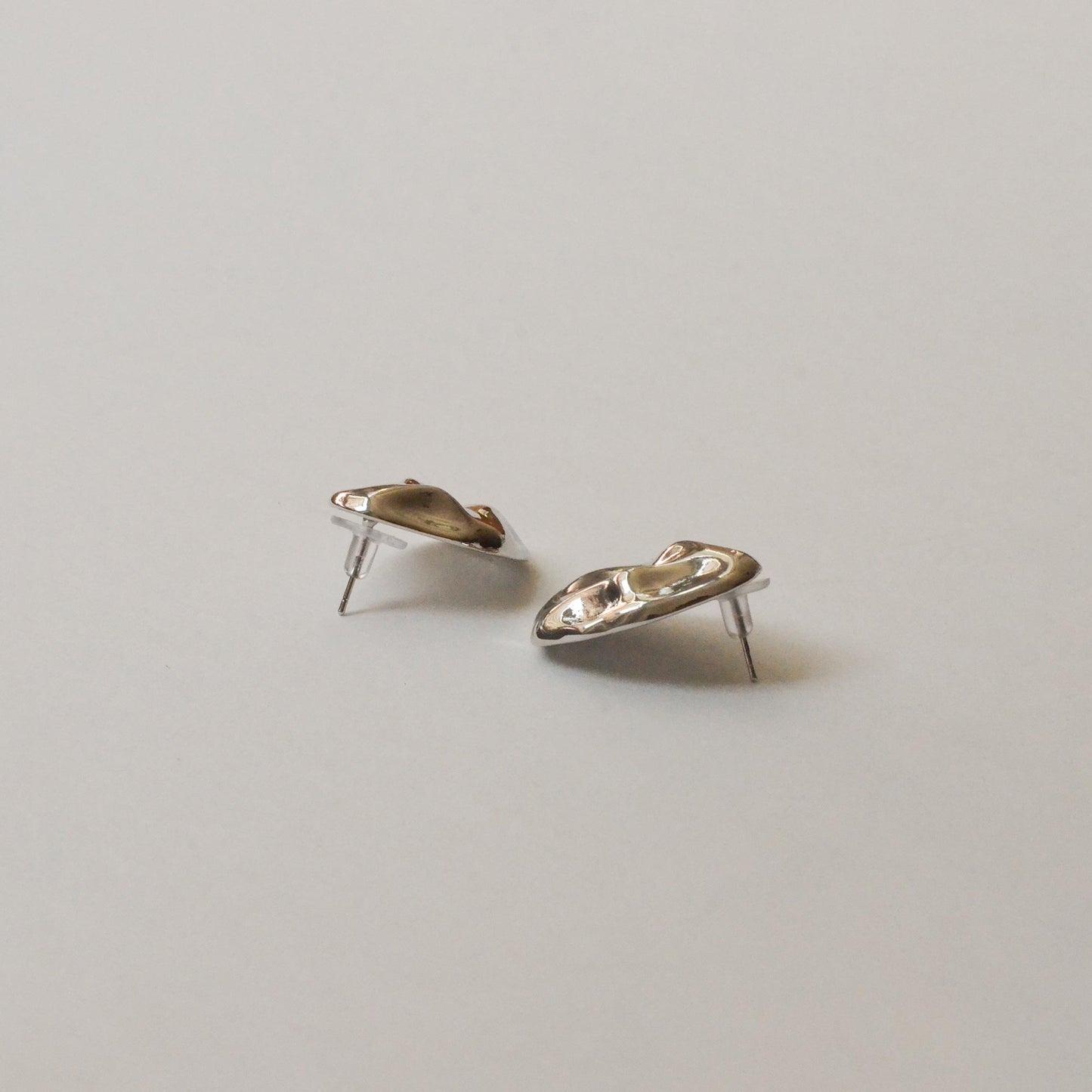 Oval Textured Metal Post Earrings | Silver