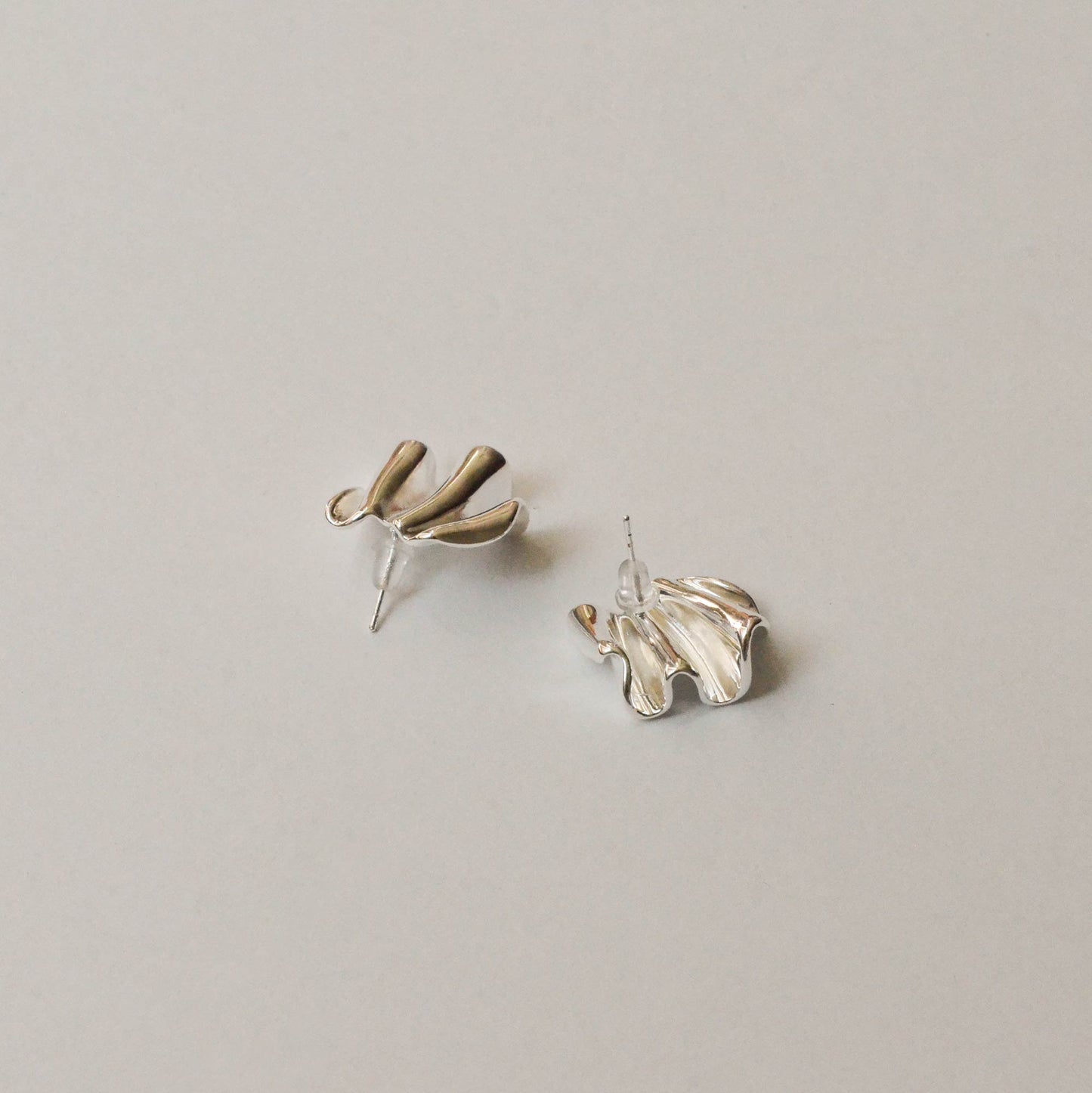 Pleated Metal Post Earrings | Silver