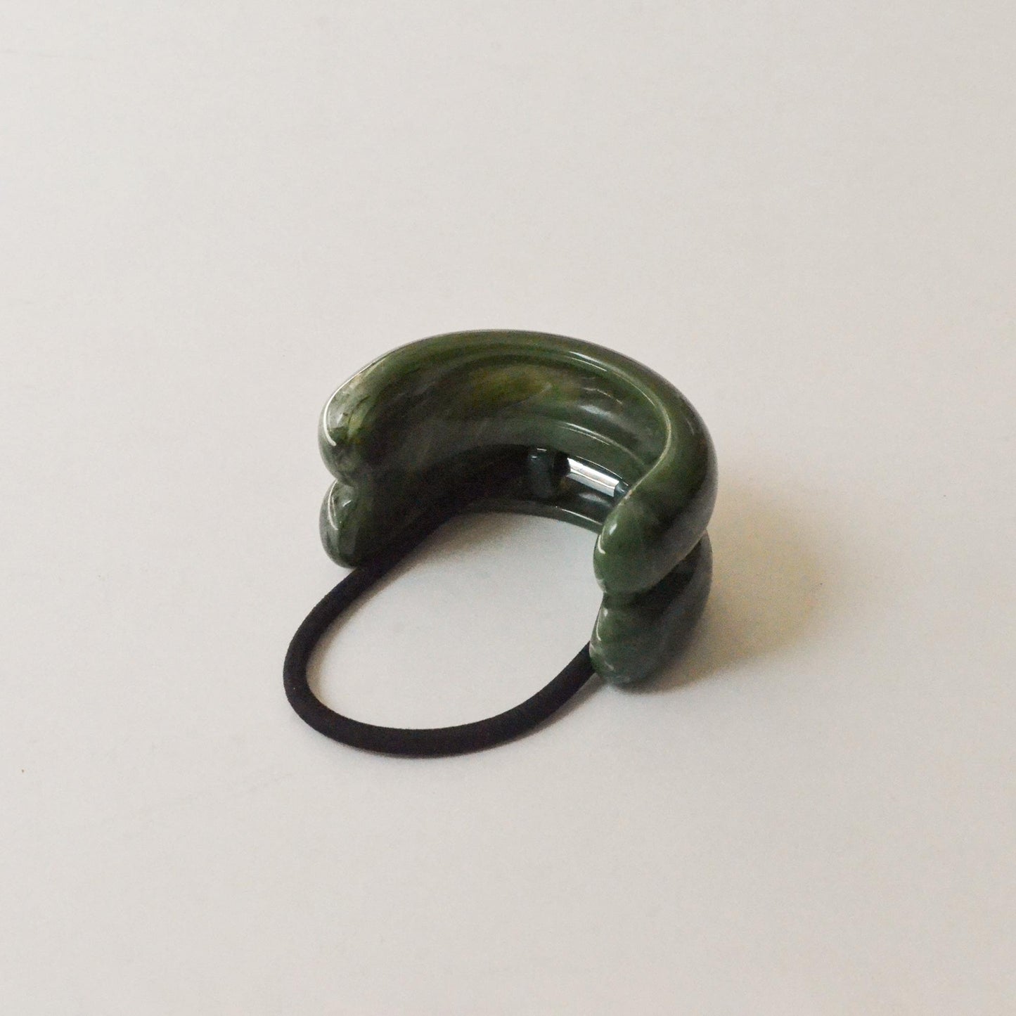 Wide Double Arch Resin Ponytail Hair Tie | Green