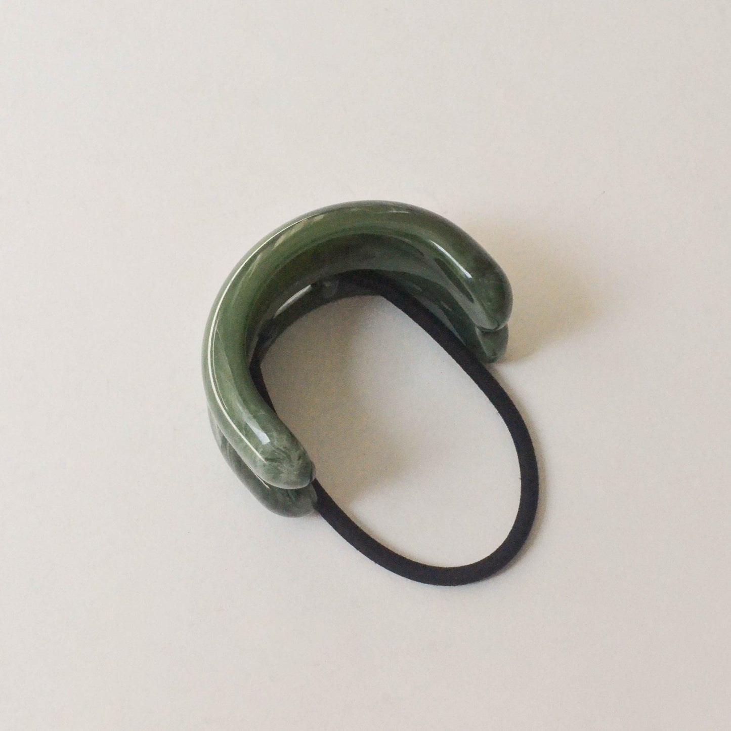 Wide Double Arch Resin Ponytail Hair Tie | Green