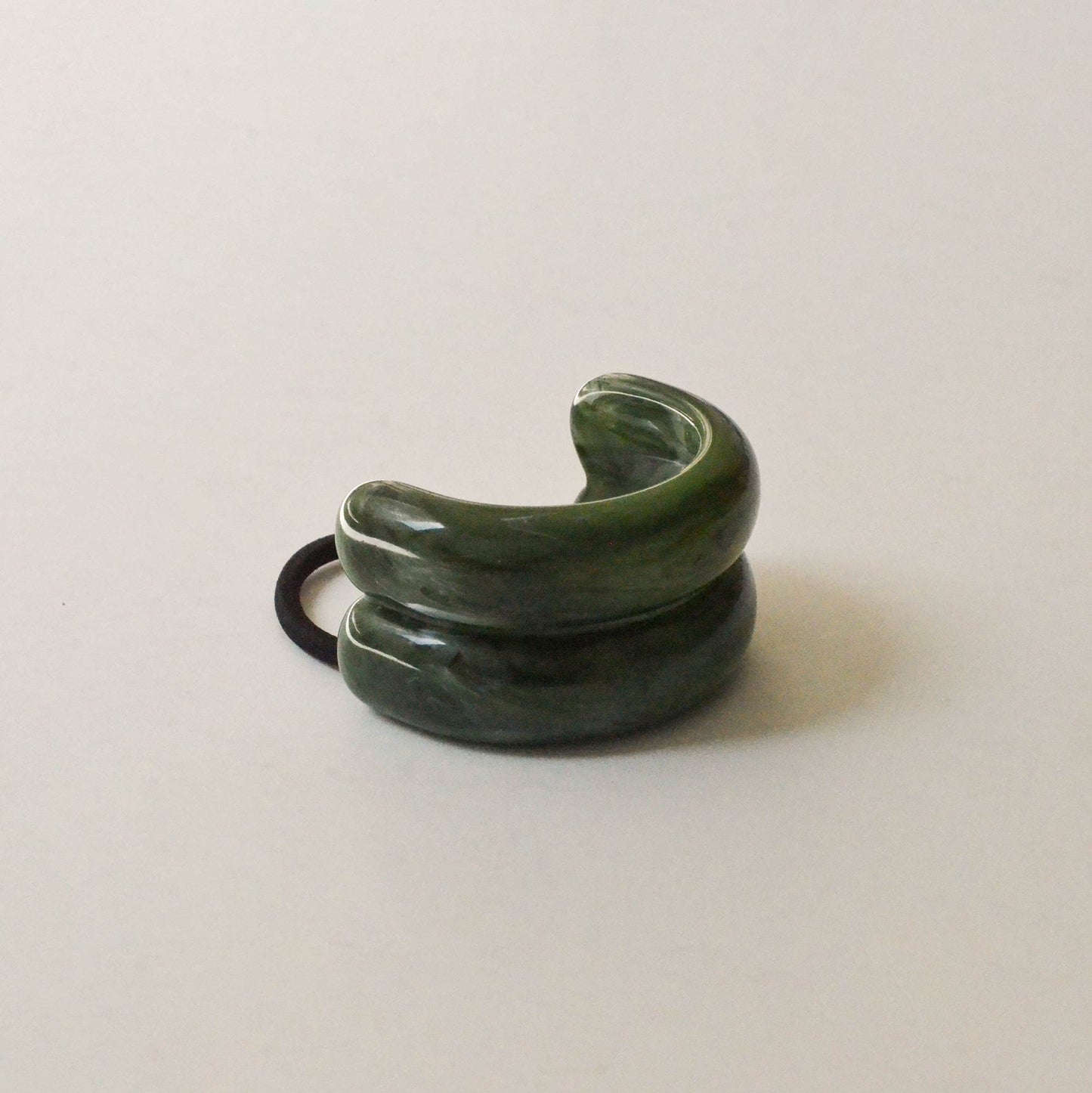 Wide Double Arch Resin Ponytail Hair Tie | Green