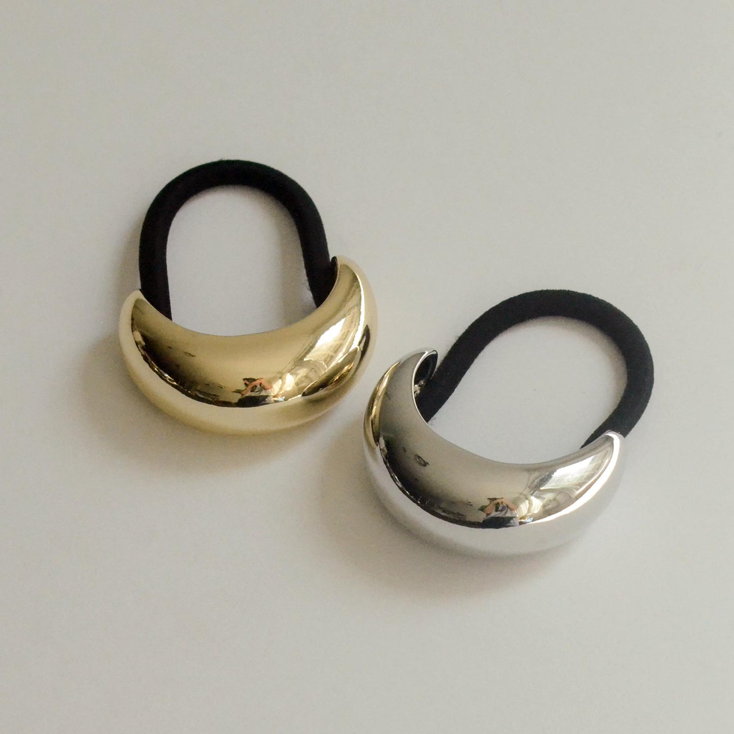 Narrow Crescent Metal Cuff Hair Tie | Silver