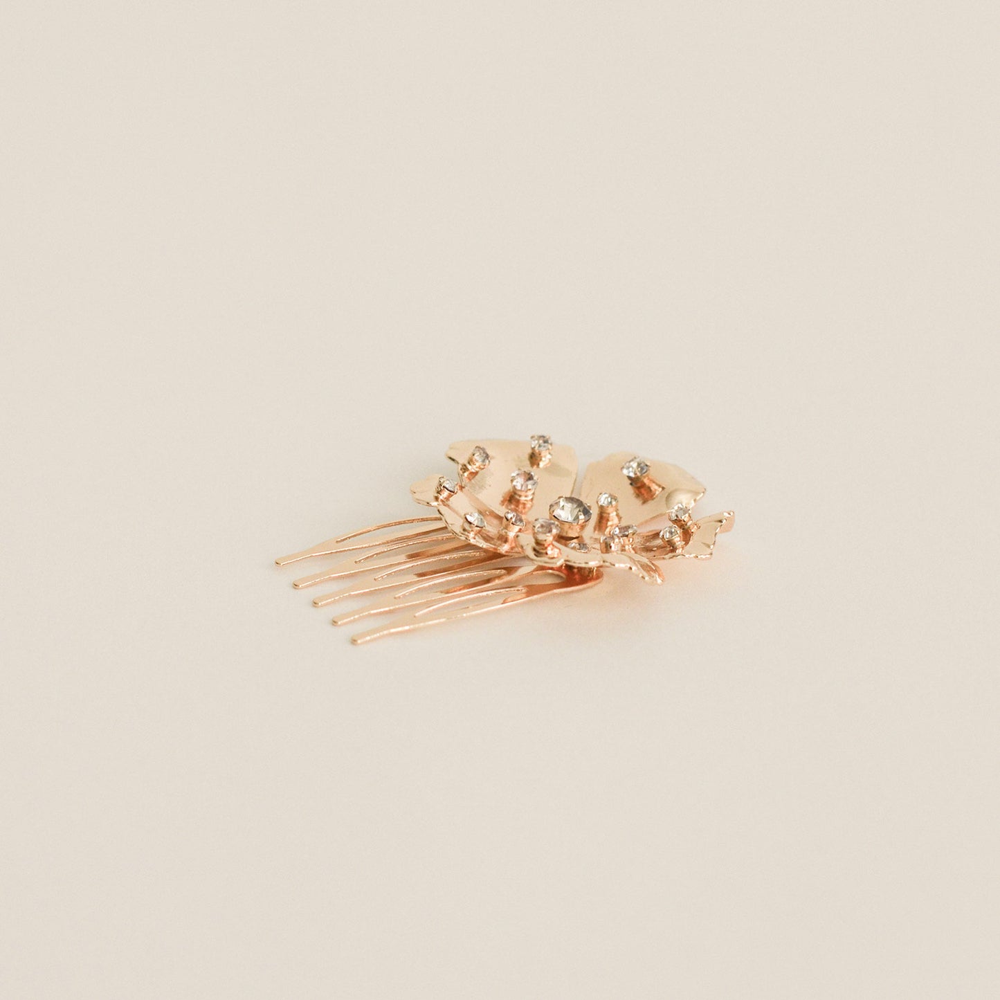 Metal Flower with Crystal Hair Side Comb