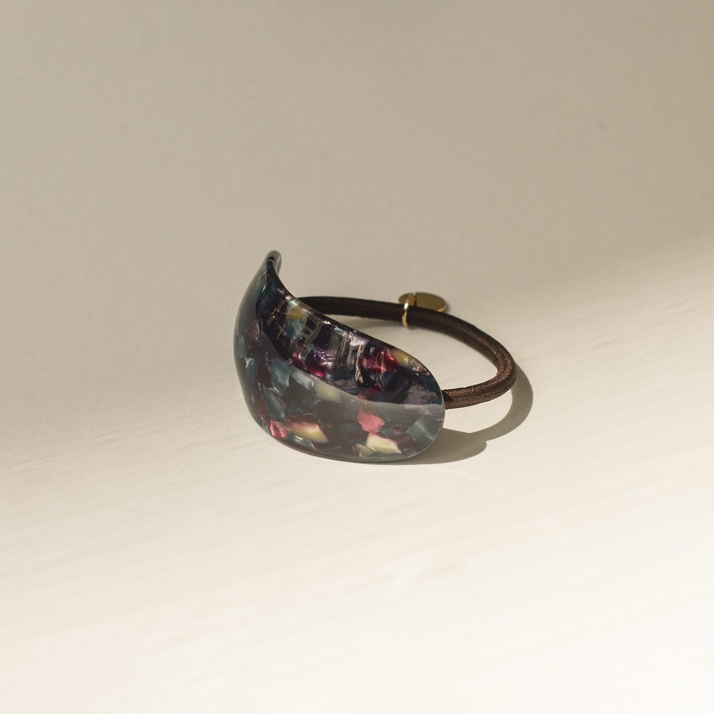 Curved Oval Resin Ponytail Hair Tie | Midnight Blue