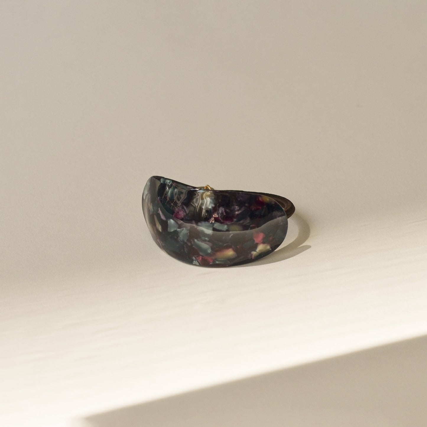 Curved Oval Resin Ponytail Hair Tie | Midnight Blue