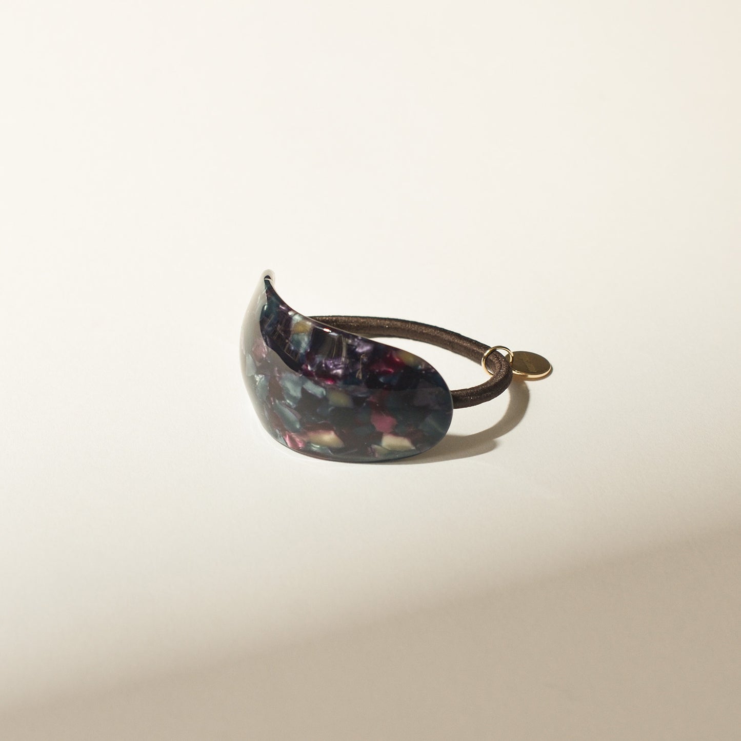 Curved Oval Resin Ponytail Hair Tie | Midnight Blue