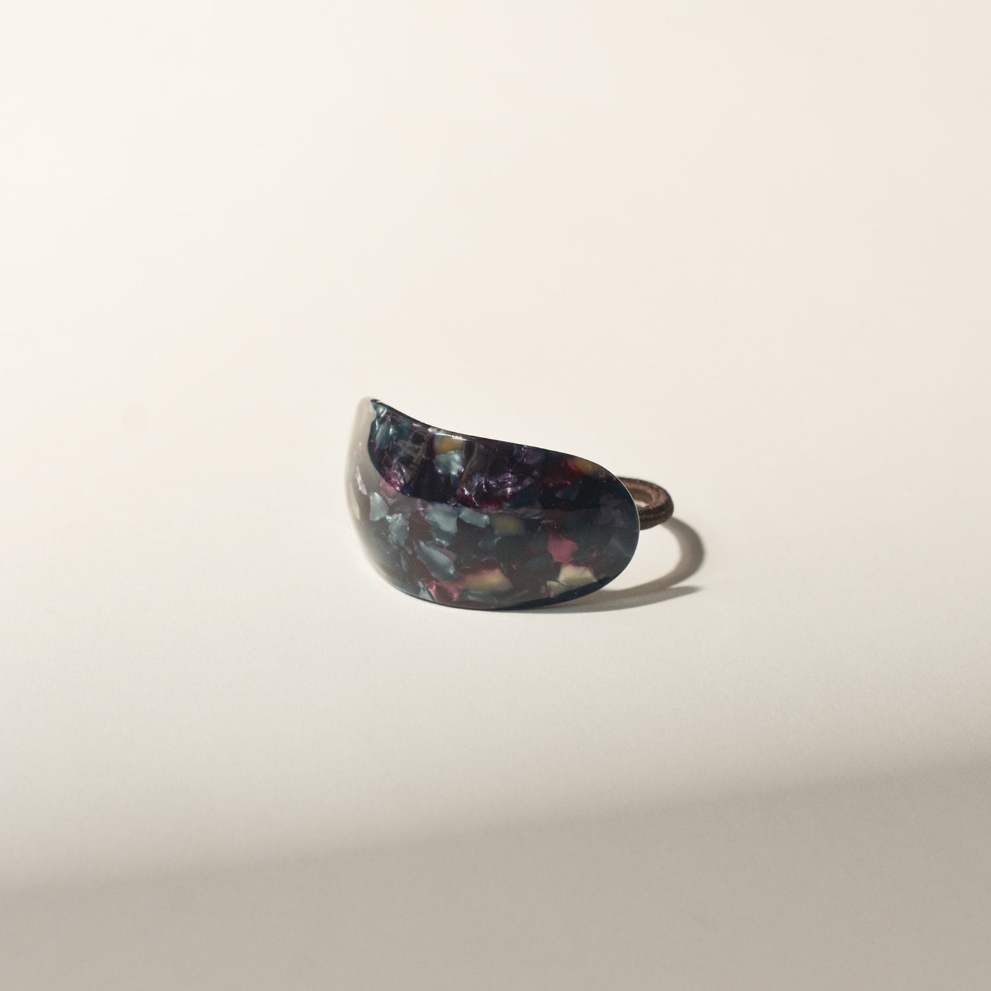 Curved Oval Resin Ponytail Hair Tie | Midnight Blue