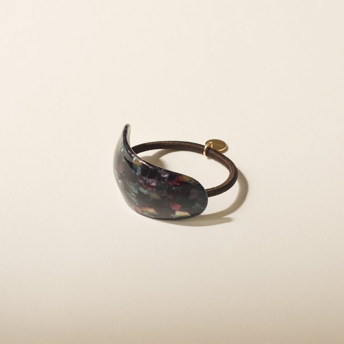 Curved Oval Resin Ponytail Hair Tie | Midnight Blue