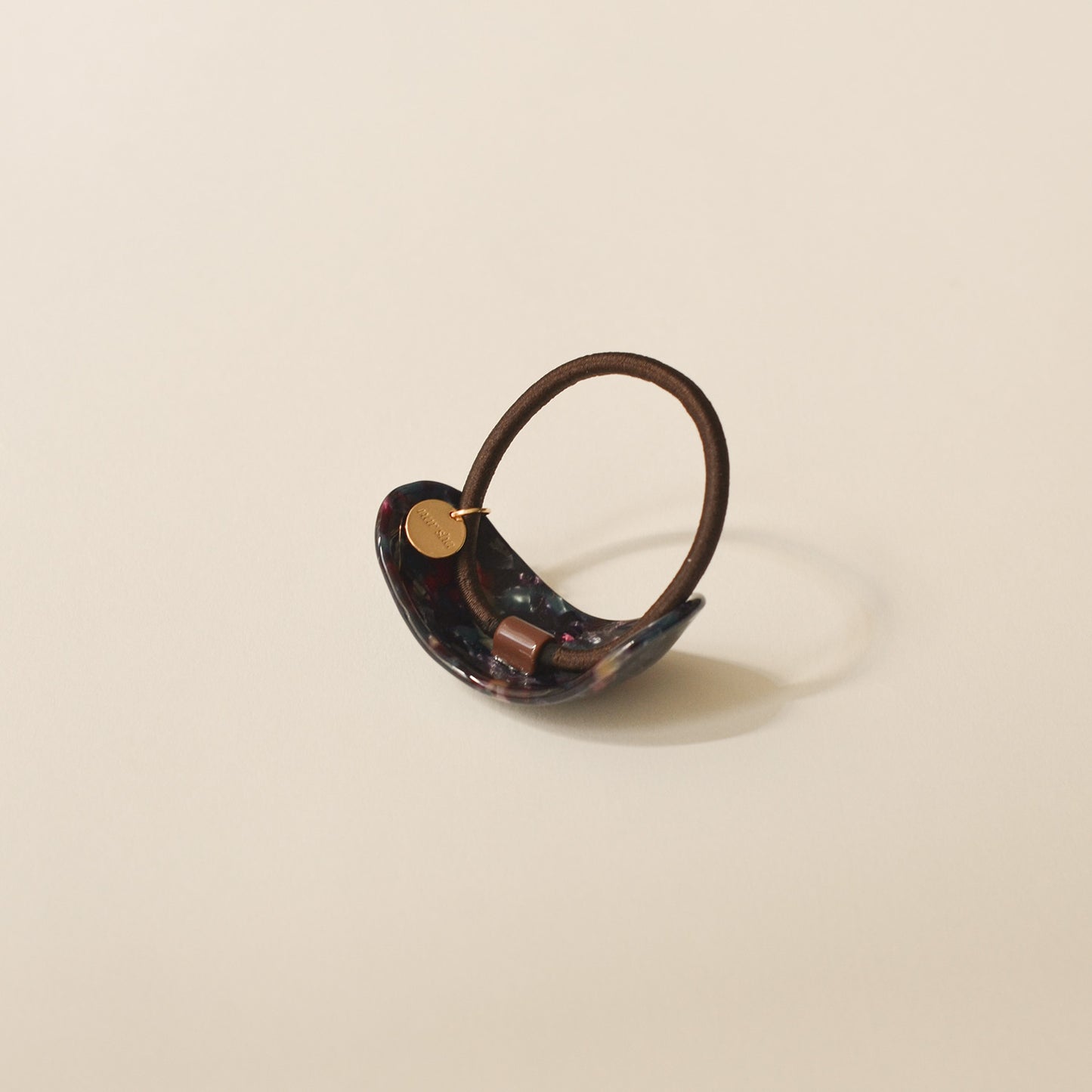 Curved Oval Resin Ponytail Hair Tie | Midnight Blue