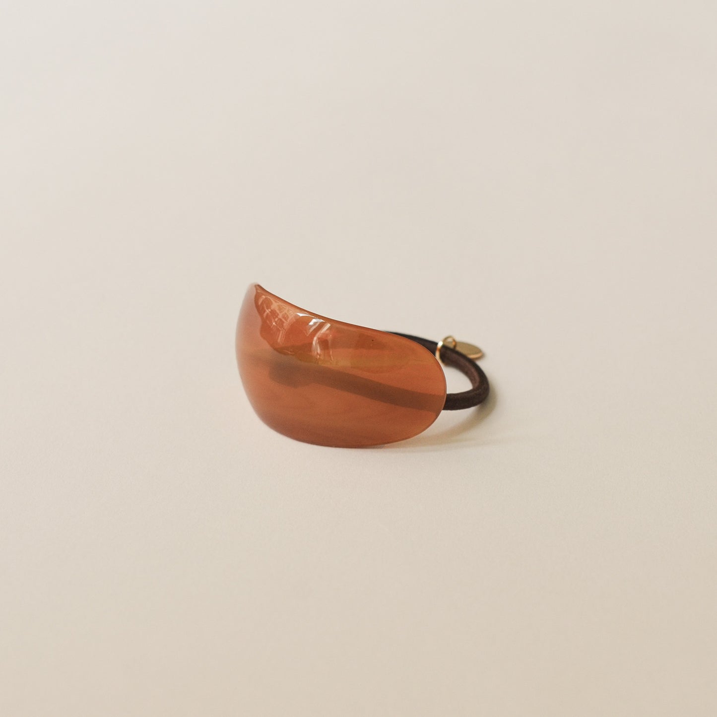Curved Oval Resin Ponytail Hair Tie | Brown