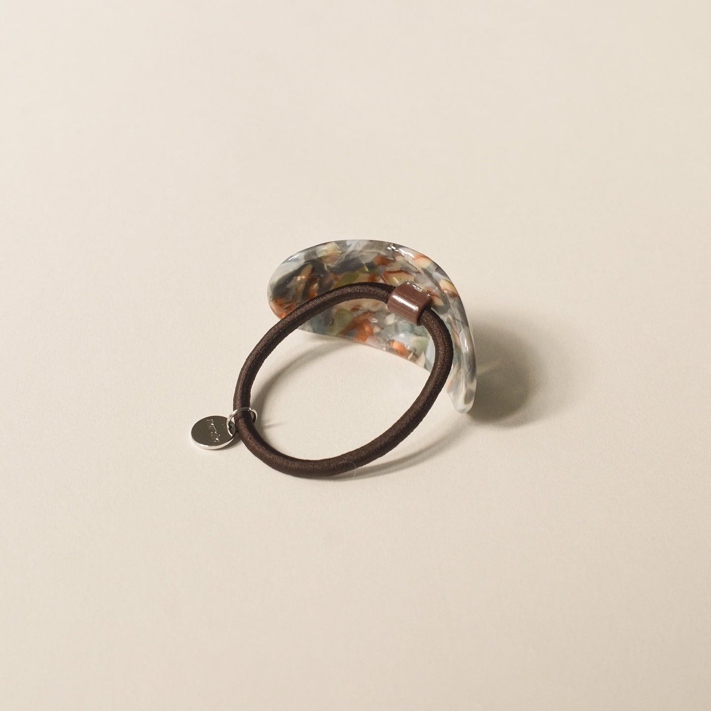 Curved Oval Resin Ponytail Hair Tie | Blue Marble