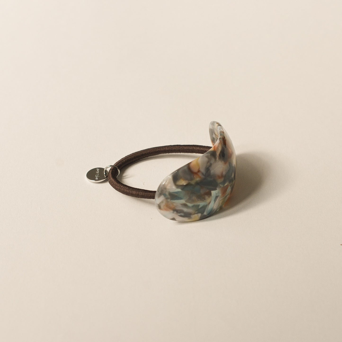 Curved Oval Resin Ponytail Hair Tie | Blue Marble