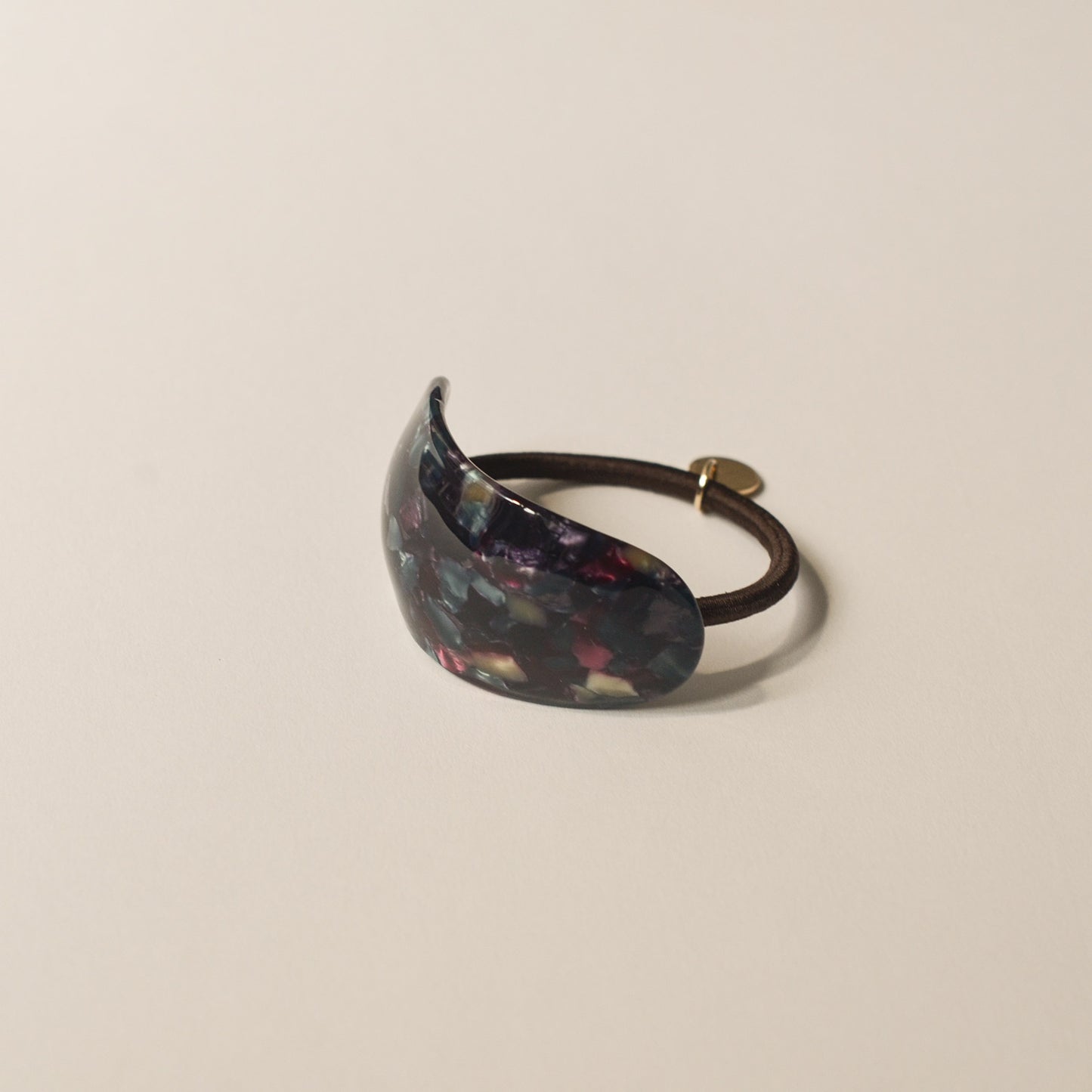 Curved Oval Resin Ponytail Hair Tie | Midnight Blue