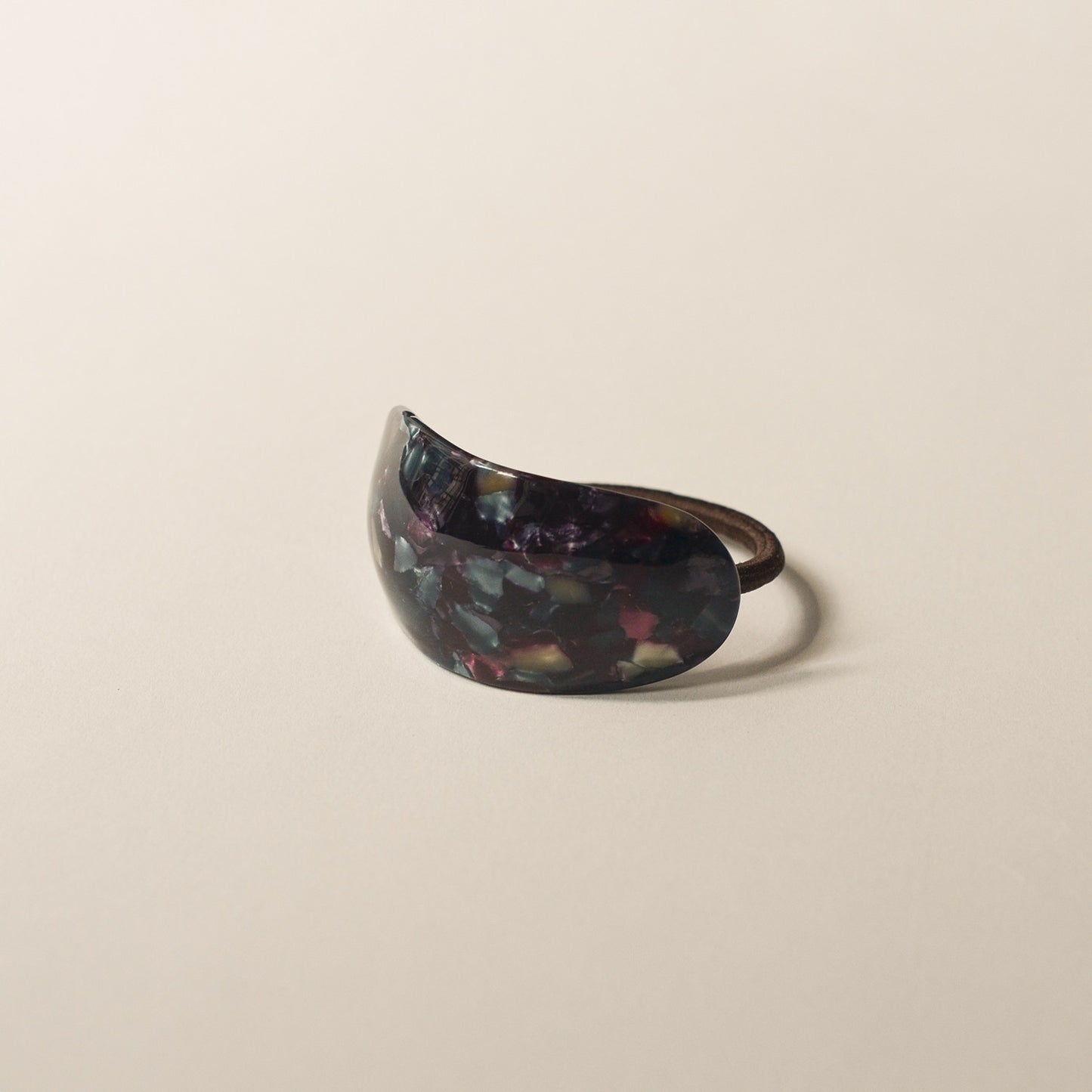 Curved Oval Resin Ponytail Hair Tie | Midnight Blue