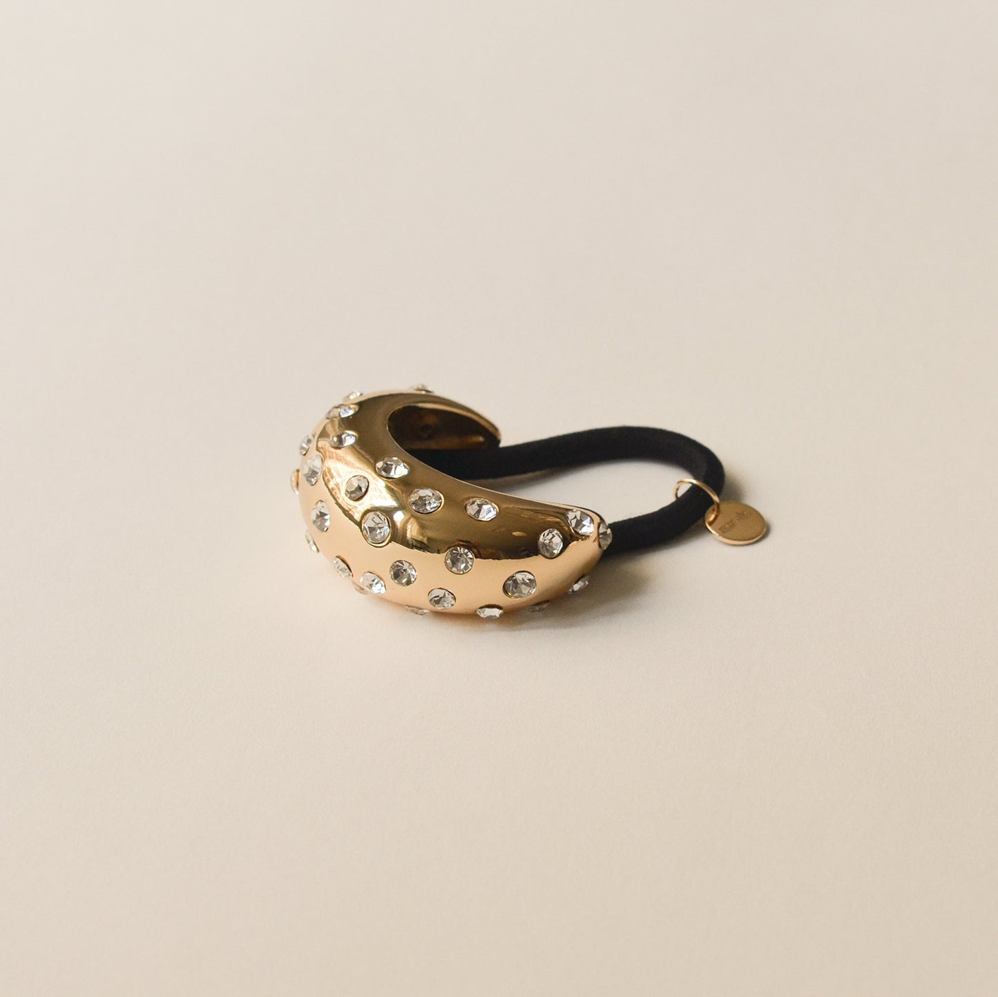 Crystal Crescent Metal Cuff Ponytail Hair Tie | Gold
