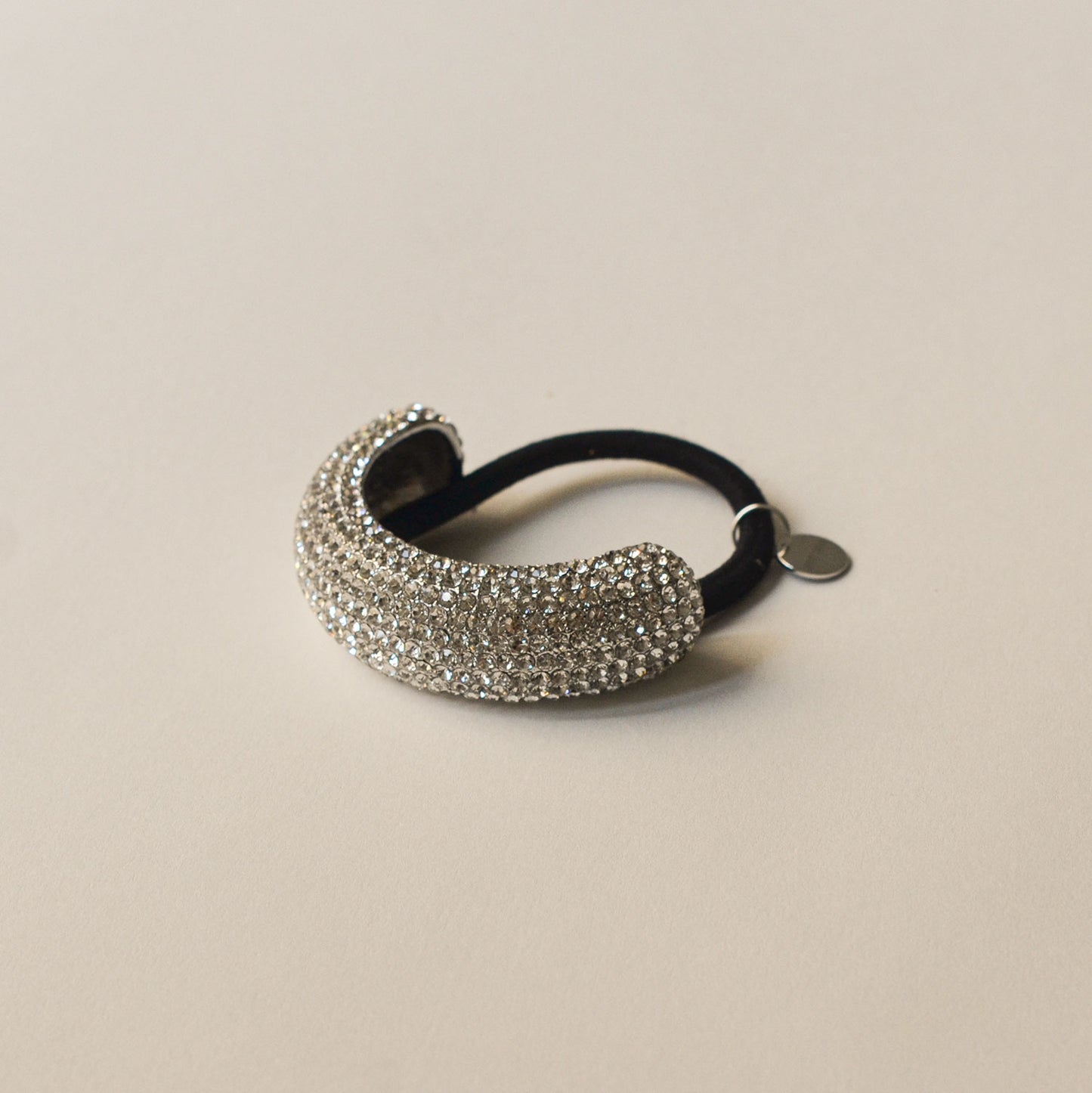 Pave Stone Metal Cuff Ponytail Hair Tie | Silver