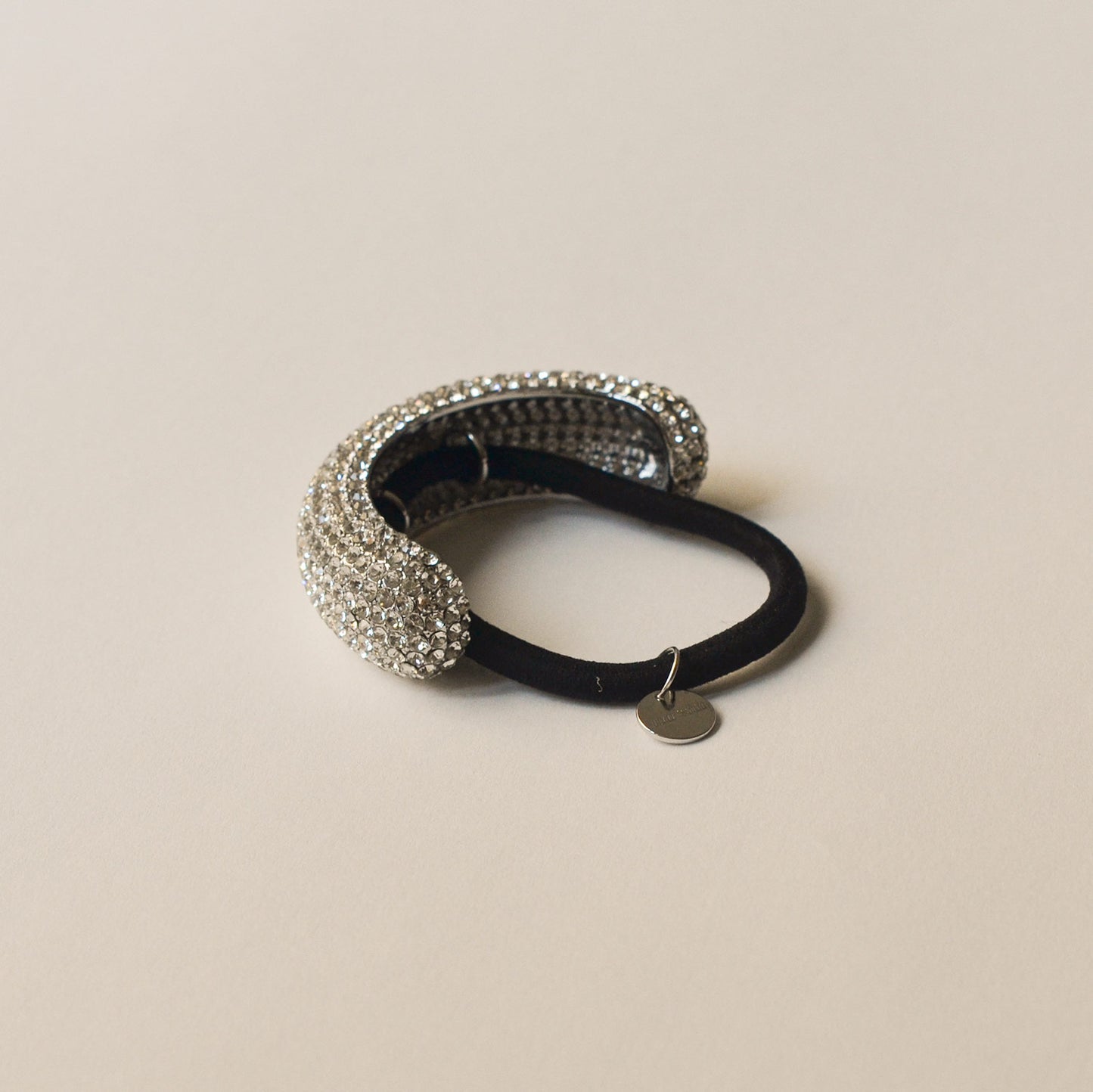Pave Stone Metal Cuff Ponytail Hair Tie | Silver