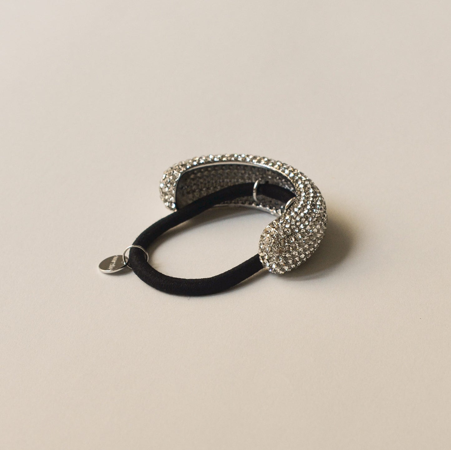 Pave Stone Metal Cuff Ponytail Hair Tie | Silver
