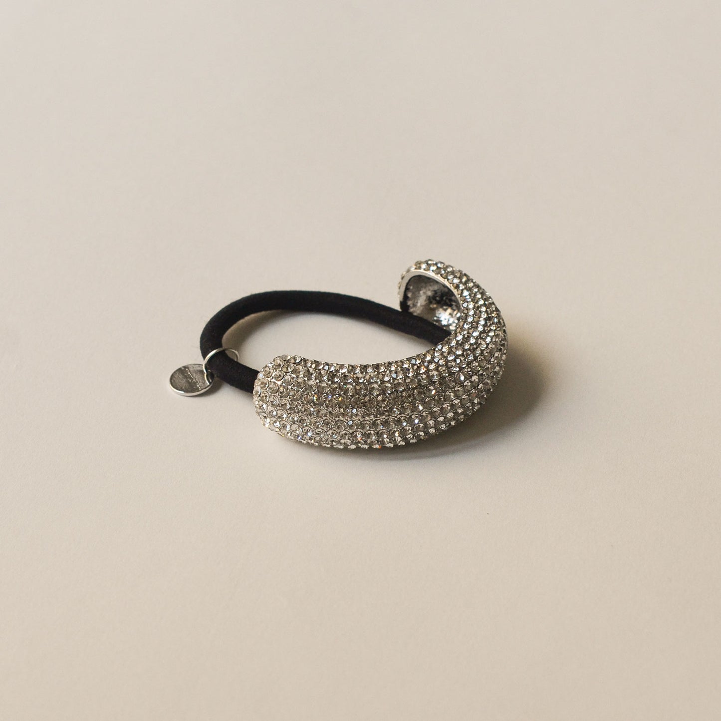 Pave Stone Metal Cuff Ponytail Hair Tie | Silver
