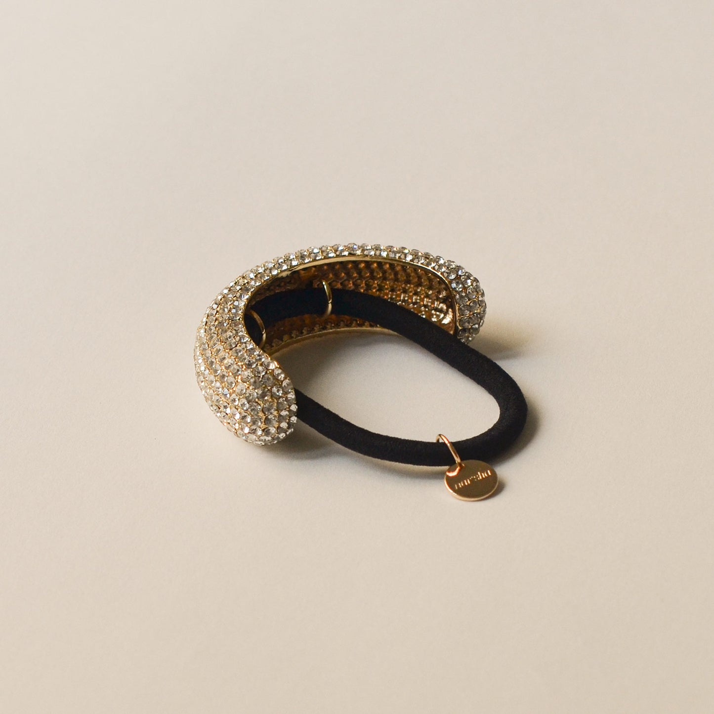 Pave Stone Metal Cuff Ponytail Hair Tie | Gold