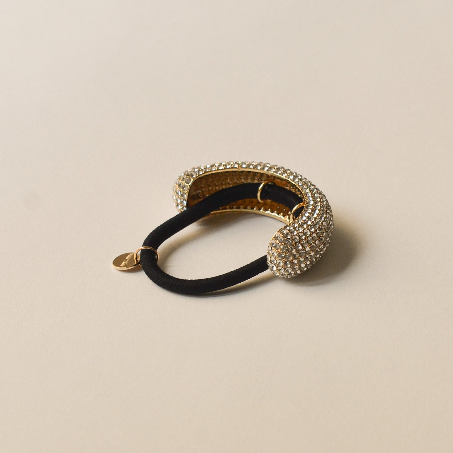 Pave Stone Metal Cuff Ponytail Hair Tie | Gold