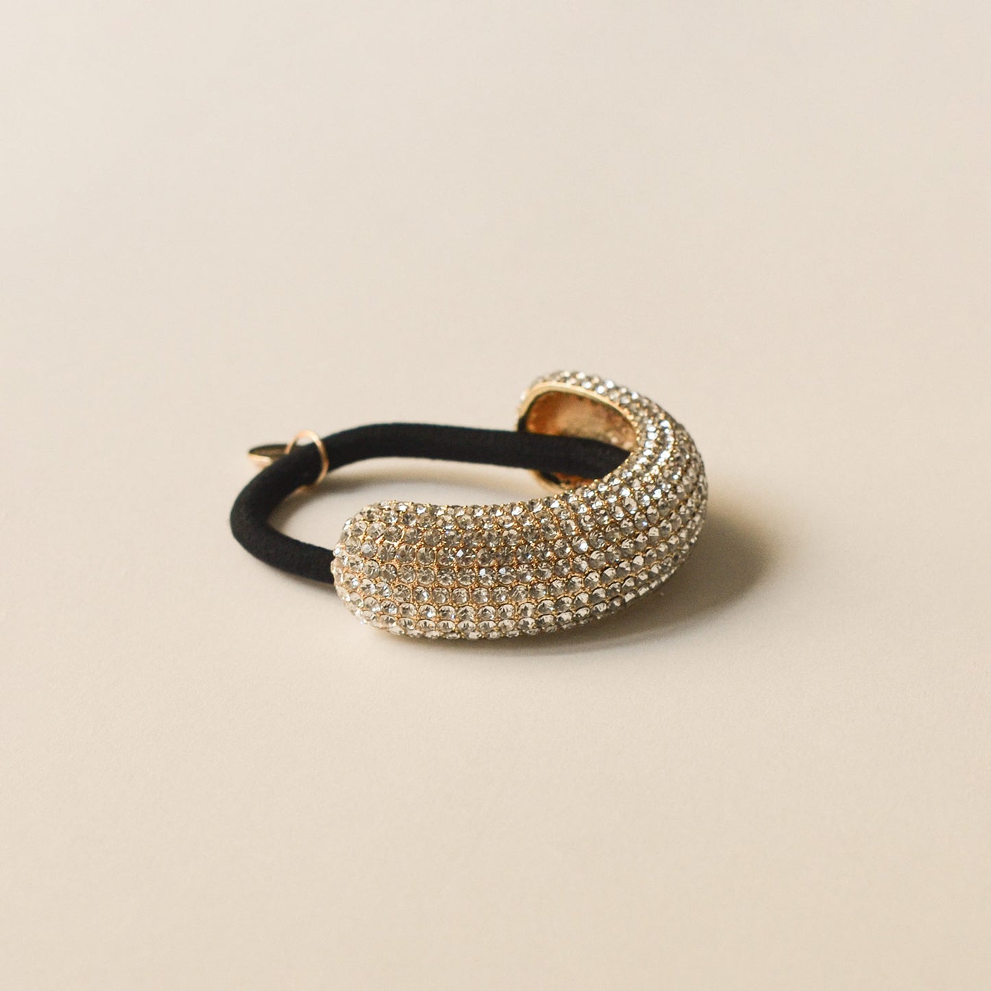 Pave Stone Metal Cuff Ponytail Hair Tie | Gold