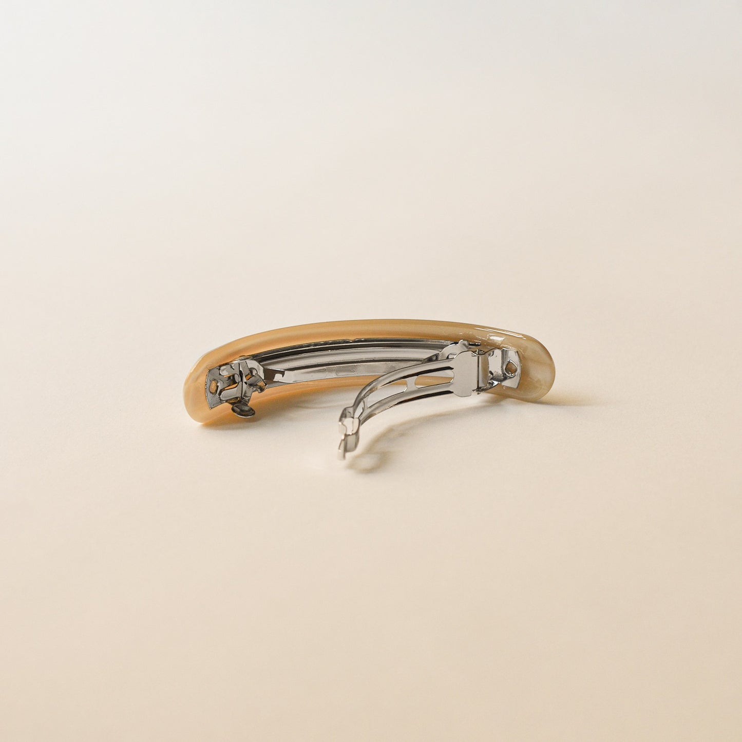 Long Curved Resin Barrette Hair Clip | Beige