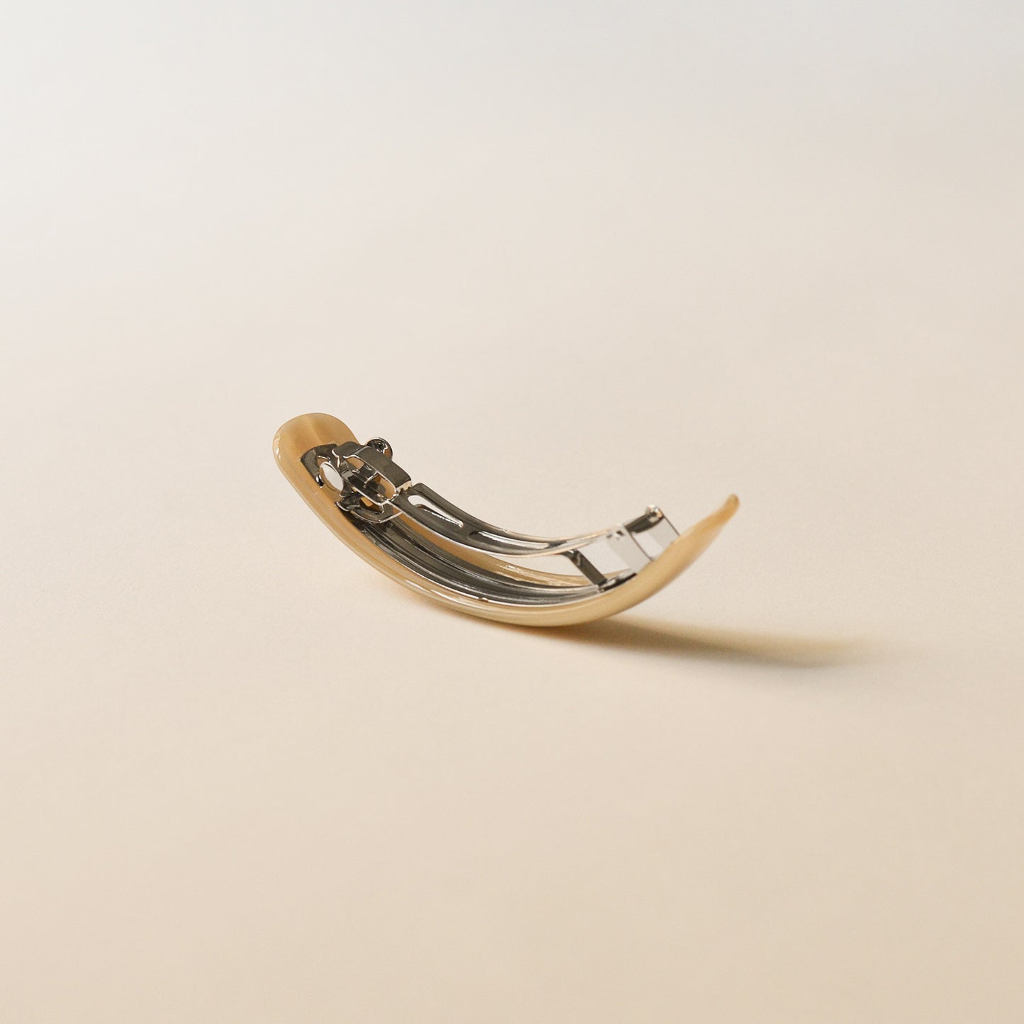 Long Curved Resin Barrette Hair Clip | Beige