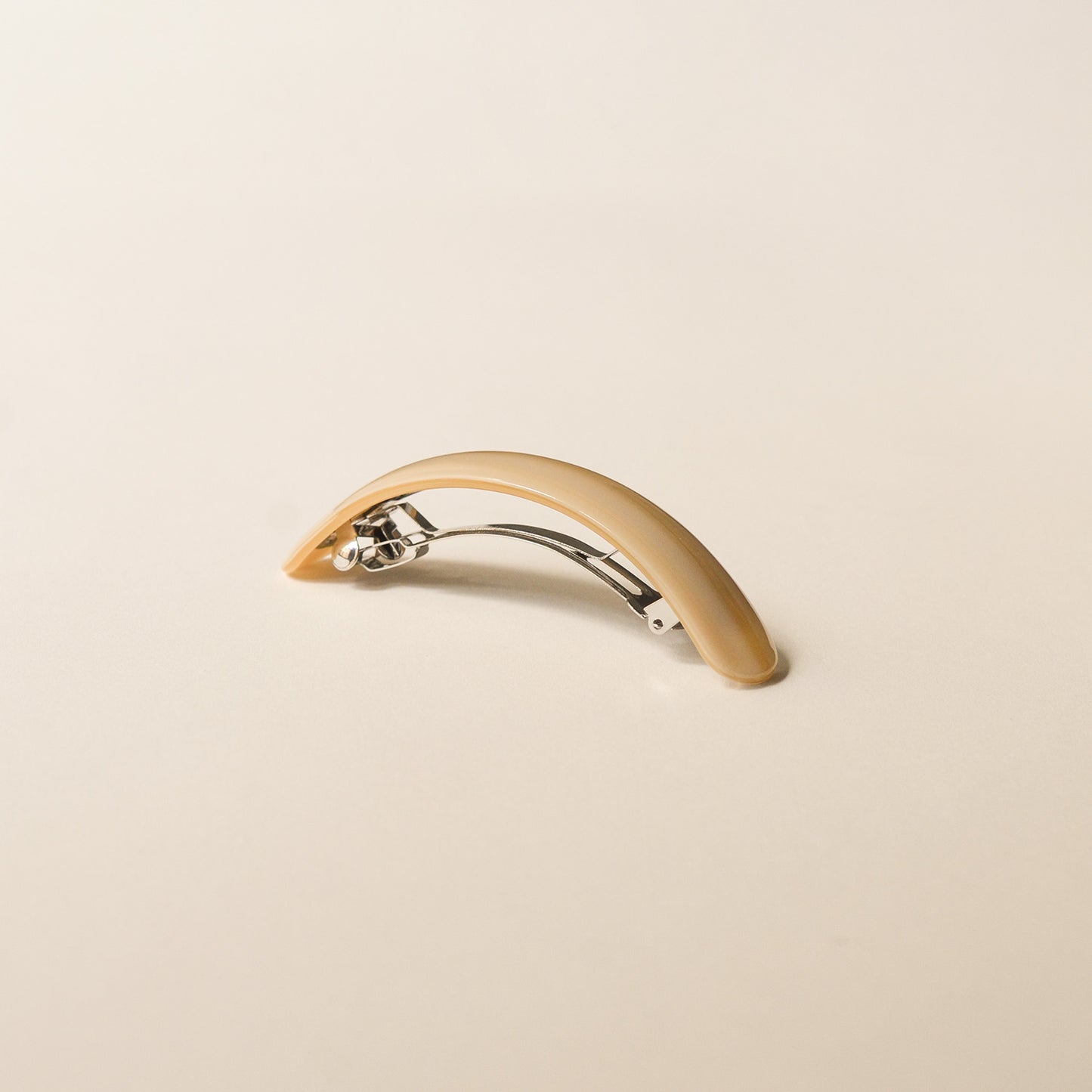 Long Curved Resin Barrette Hair Clip | Beige