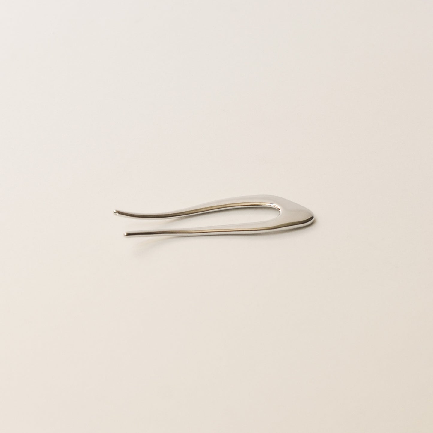 Short U-Shaped Metal Hair Stick | Silver