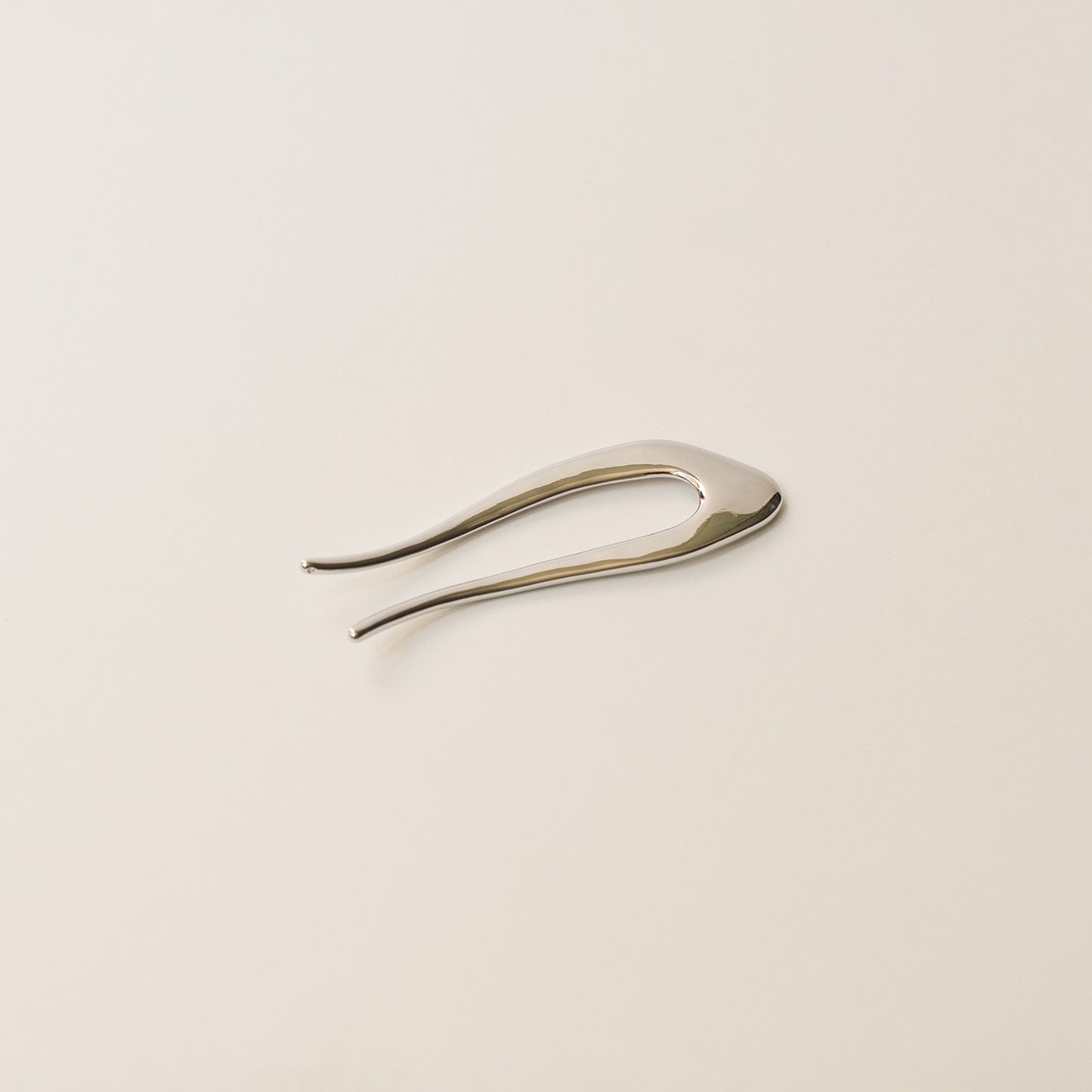 Short U-Shaped Metal Hair Stick | Silver