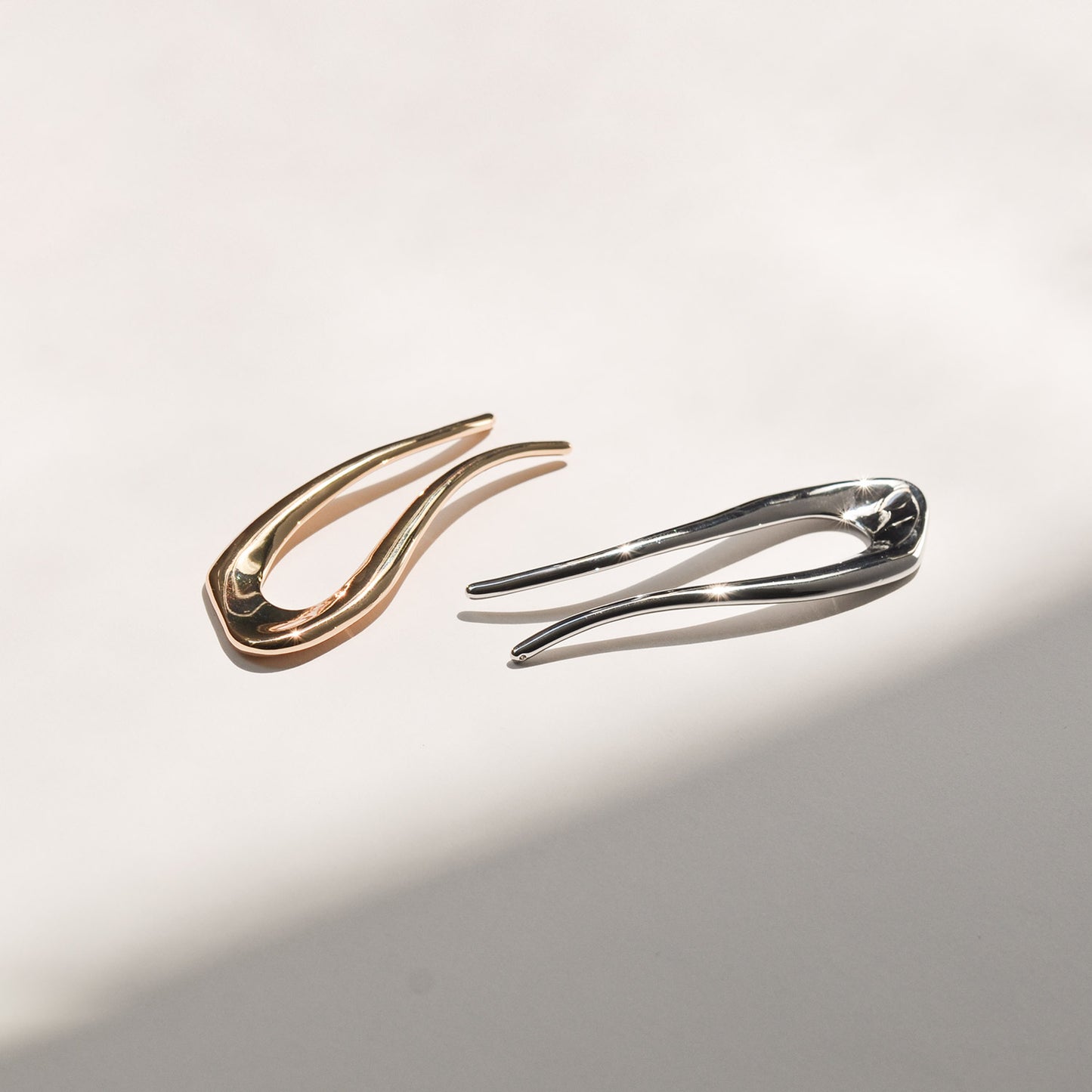 Short U-Shaped Metal Hair Stick | Silver