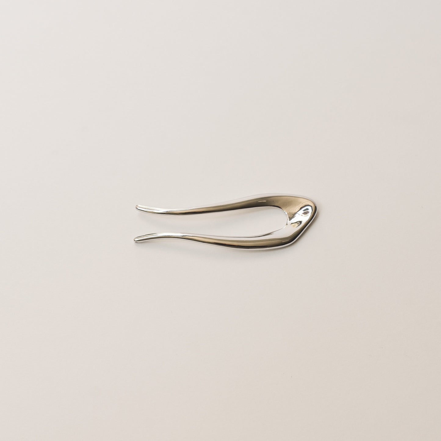 Short U-Shaped Metal Hair Stick | Silver