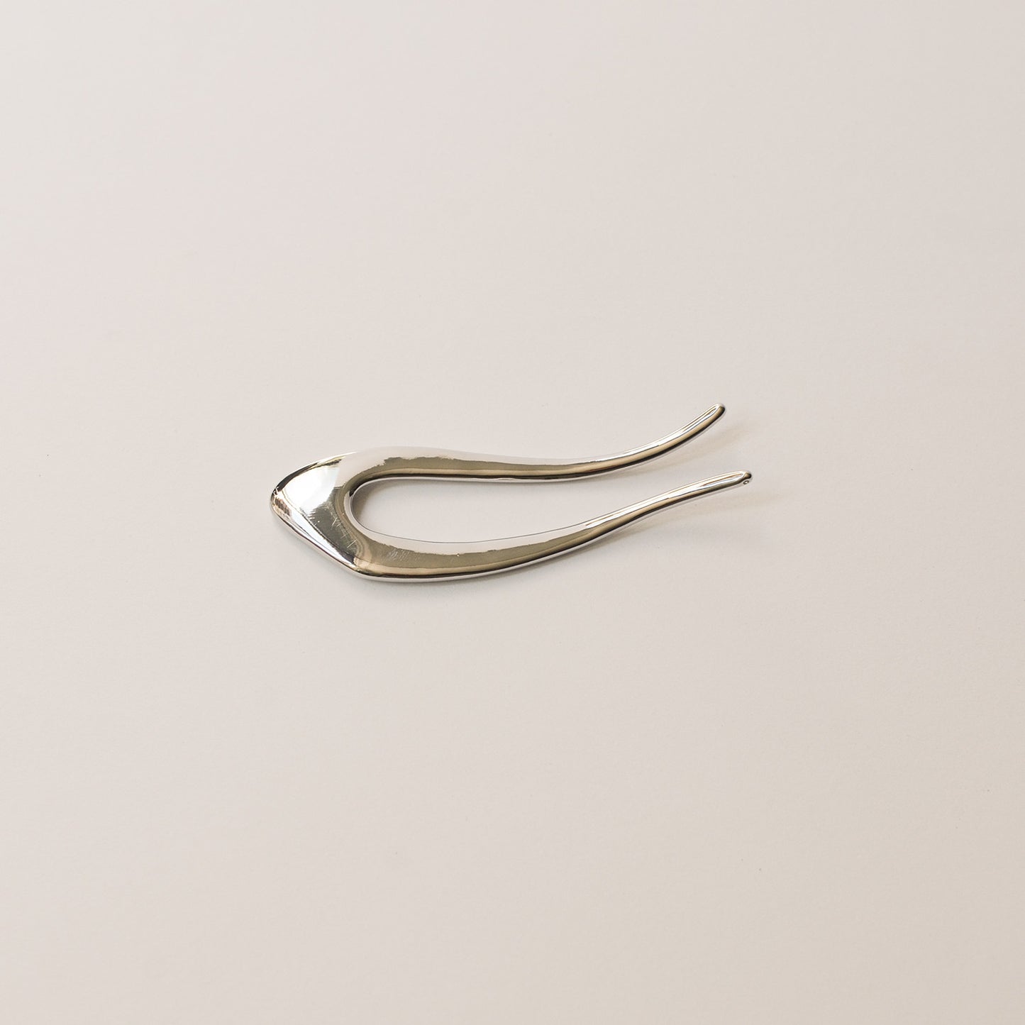 Short U-Shaped Metal Hair Stick | Silver