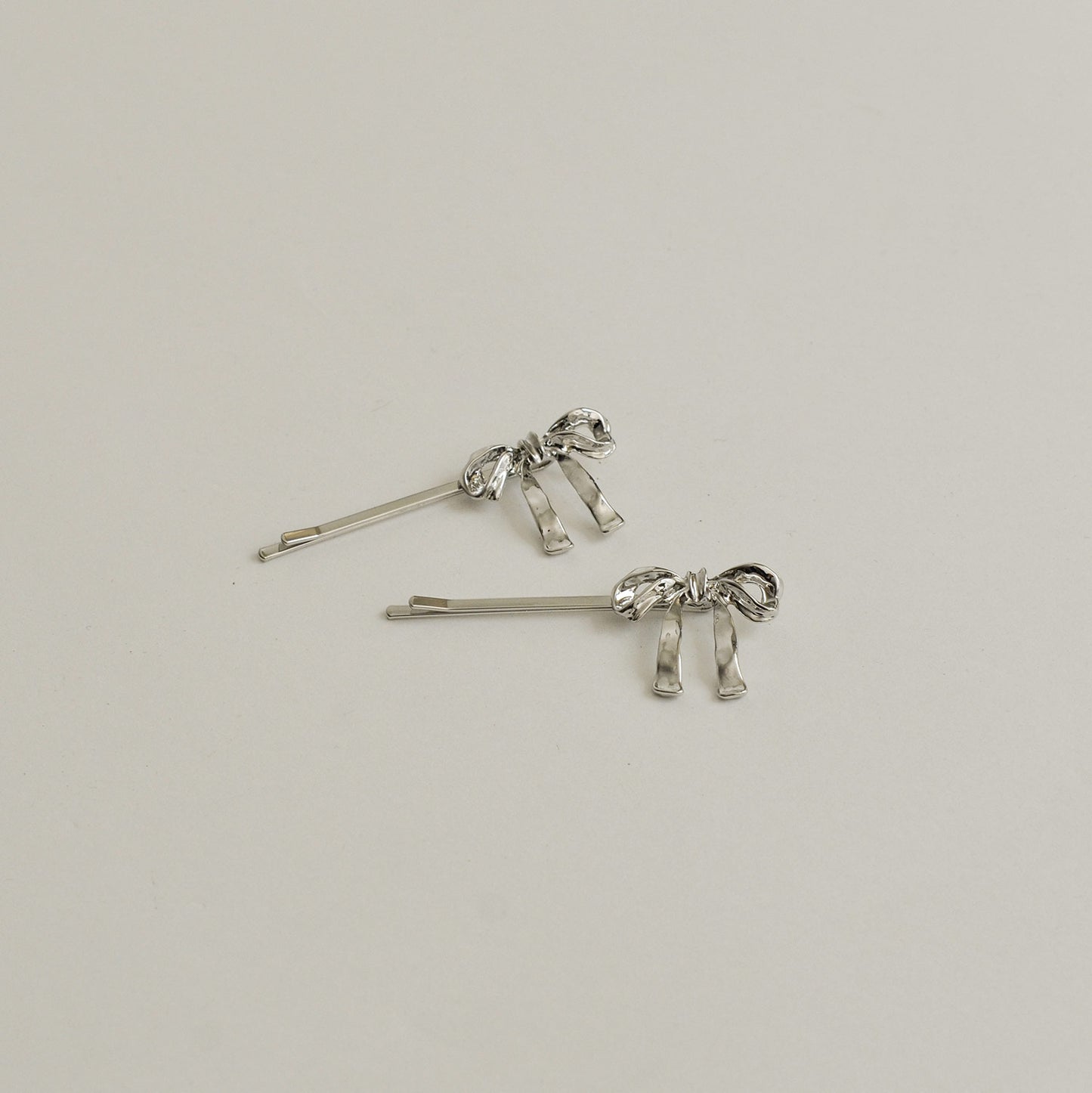 Ribbon Metal Hair Bobby Pins | Silver