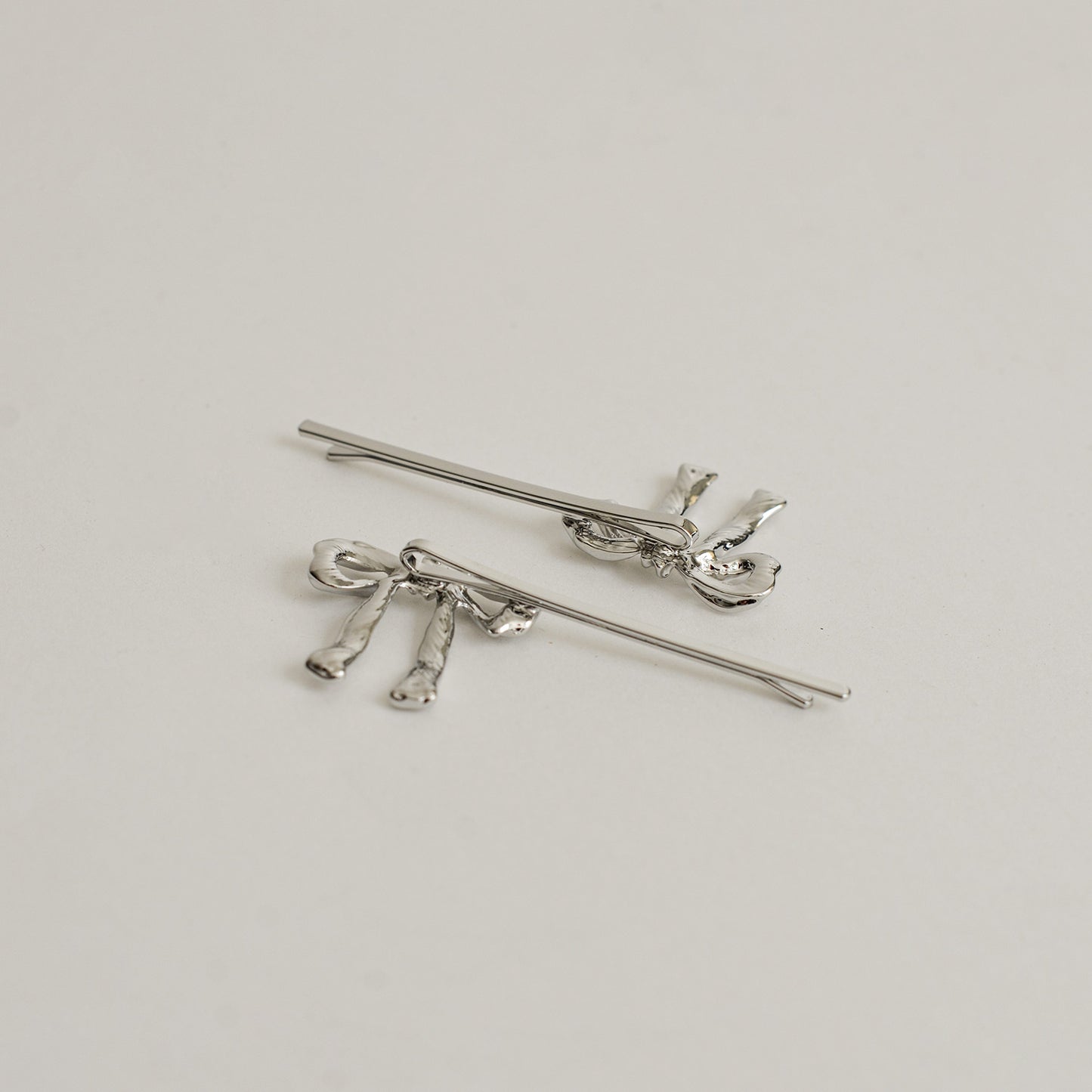 Ribbon Metal Hair Bobby Pins | Silver