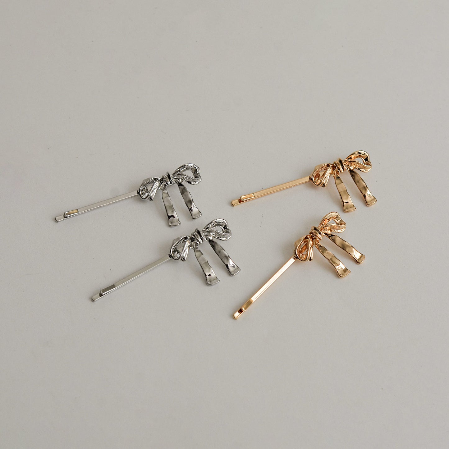 Ribbon Metal Hair Bobby Pins | Silver