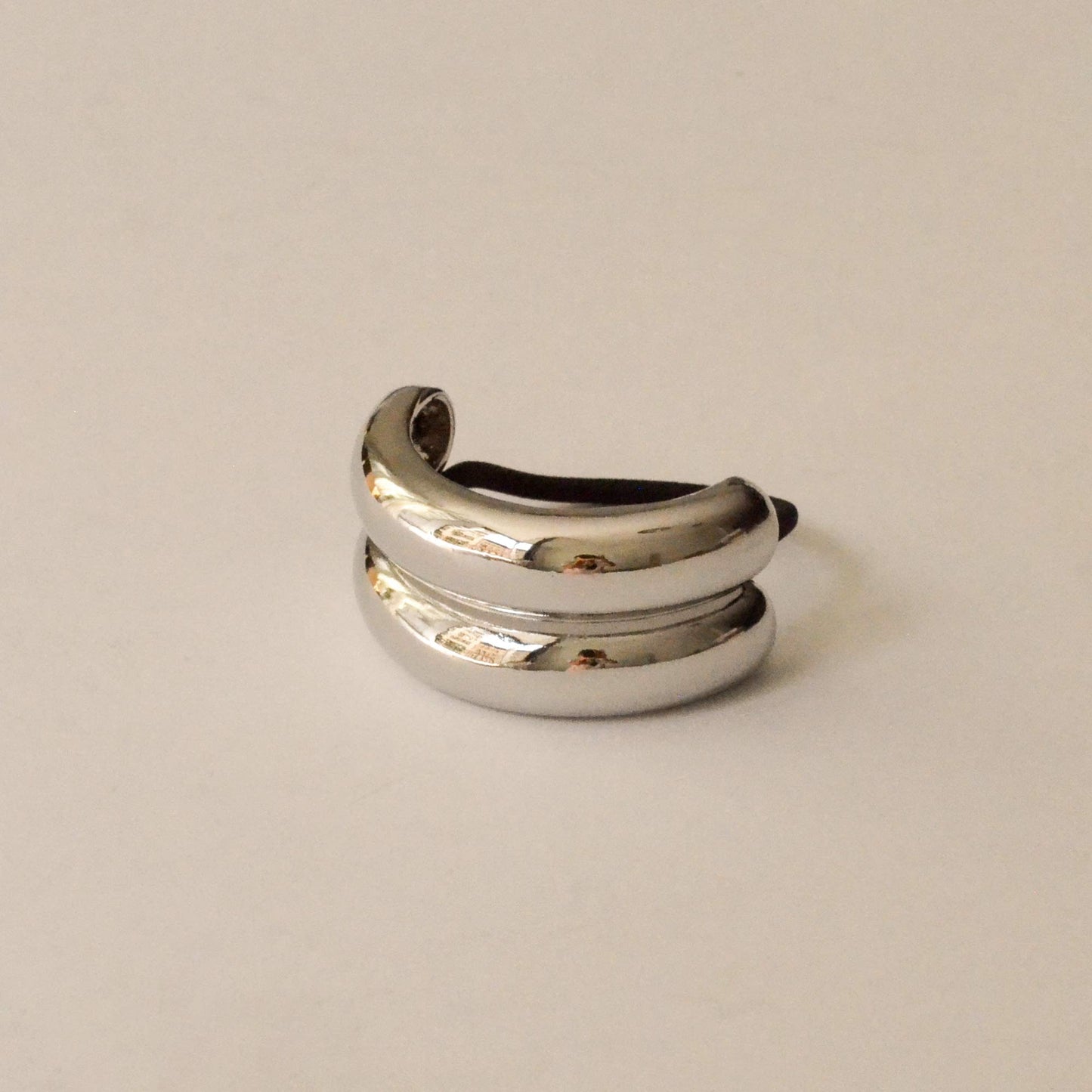 Wide Double Arch Metal Ponytail Hair Tie | Silver