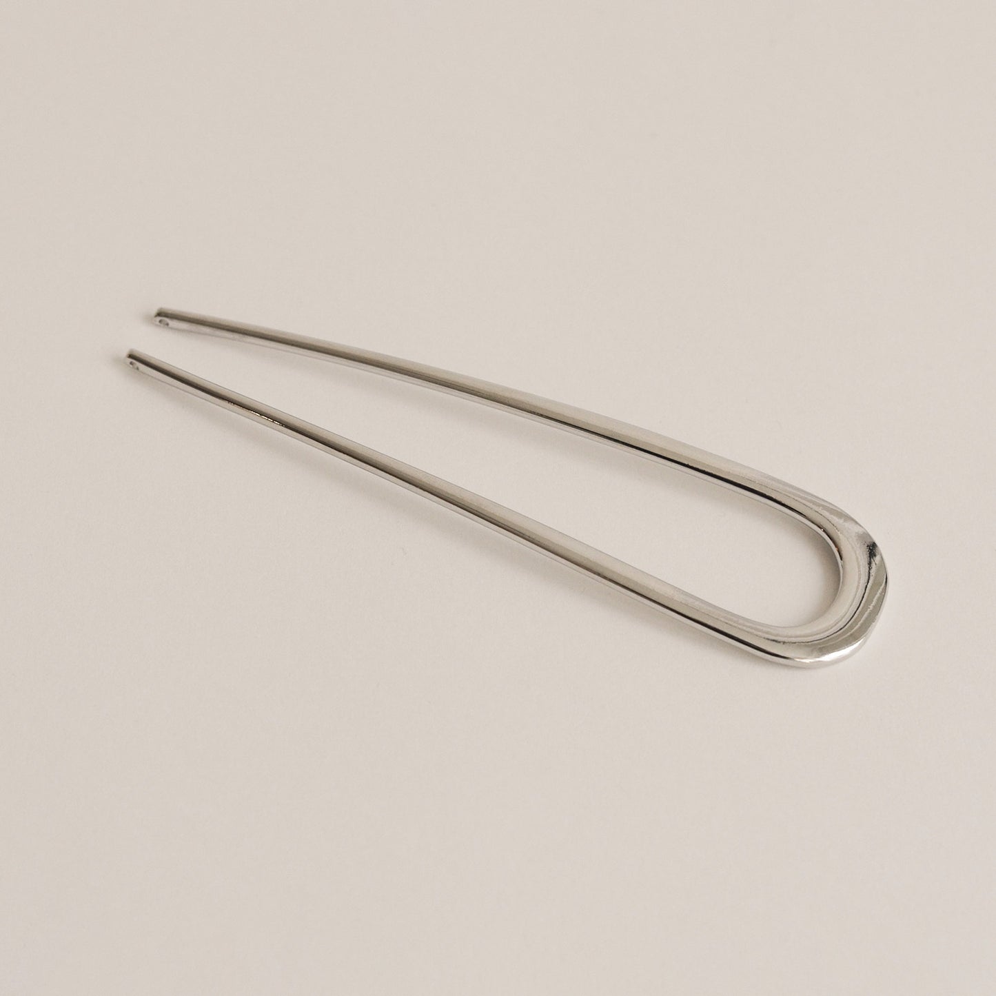 bent u-shaped silver hair stick