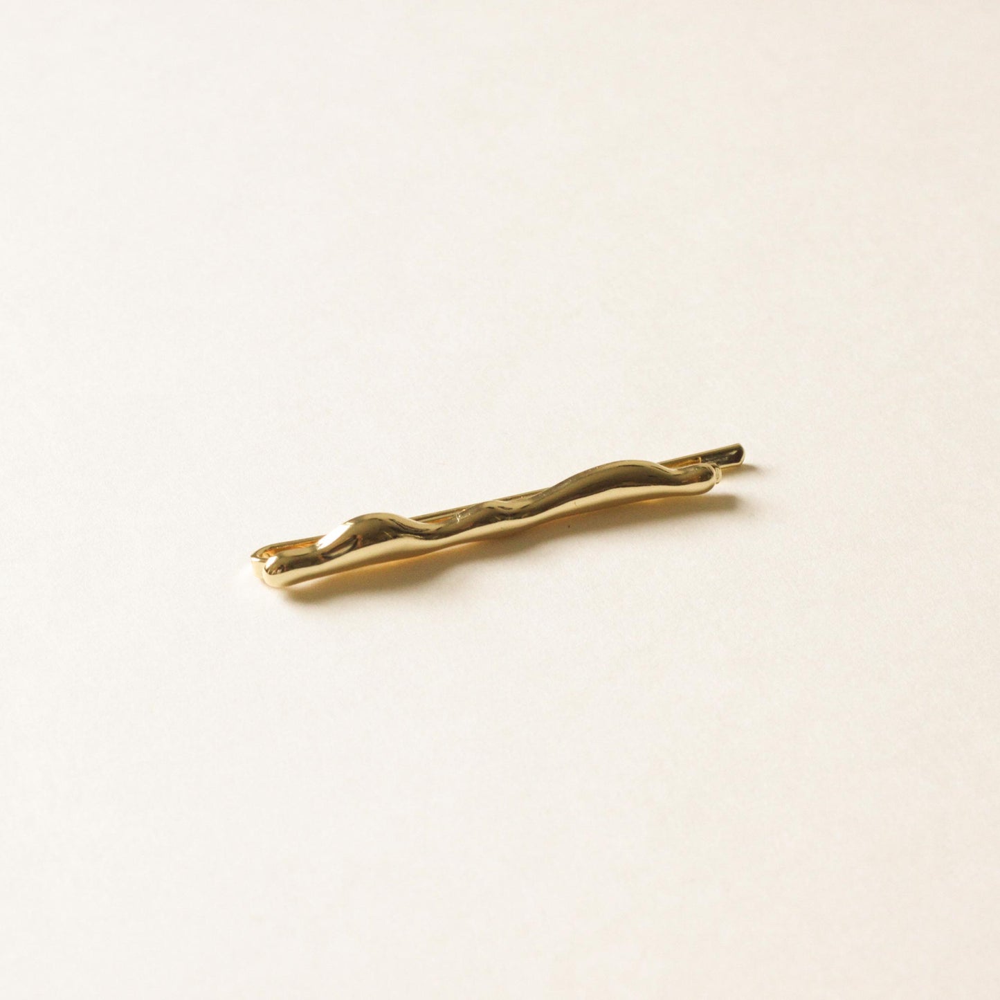 textured metal bobby pin with glossy finish