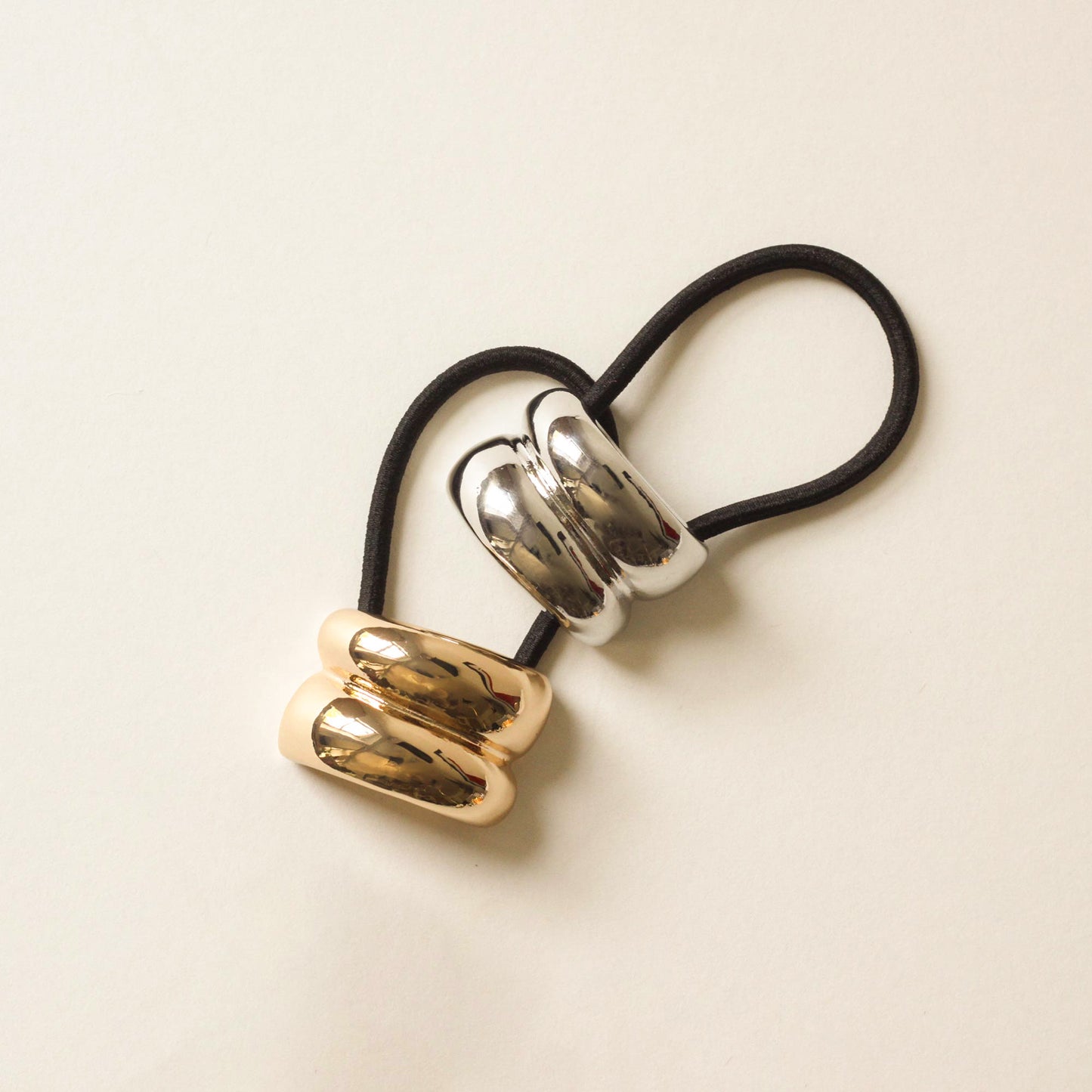 two polished double cuff hair ties