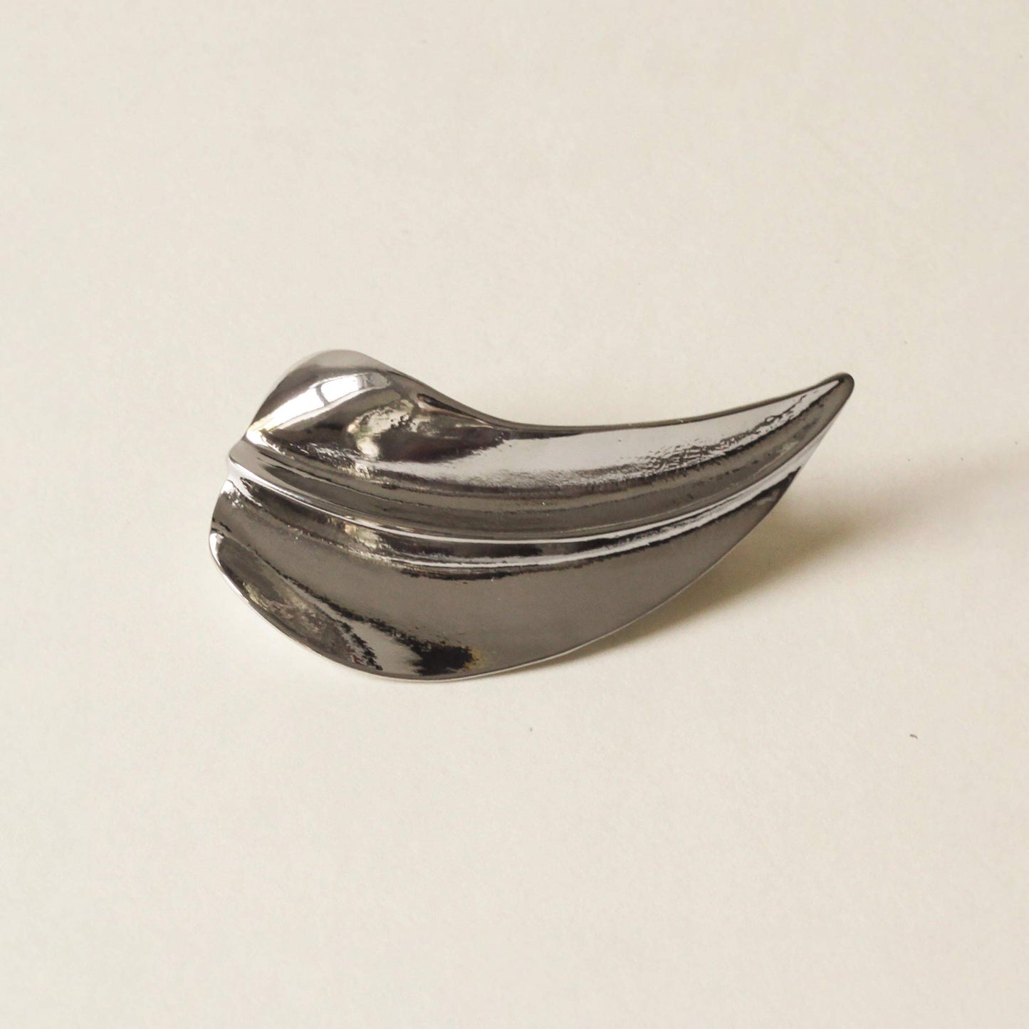 polished silver leaf barrette hair clip