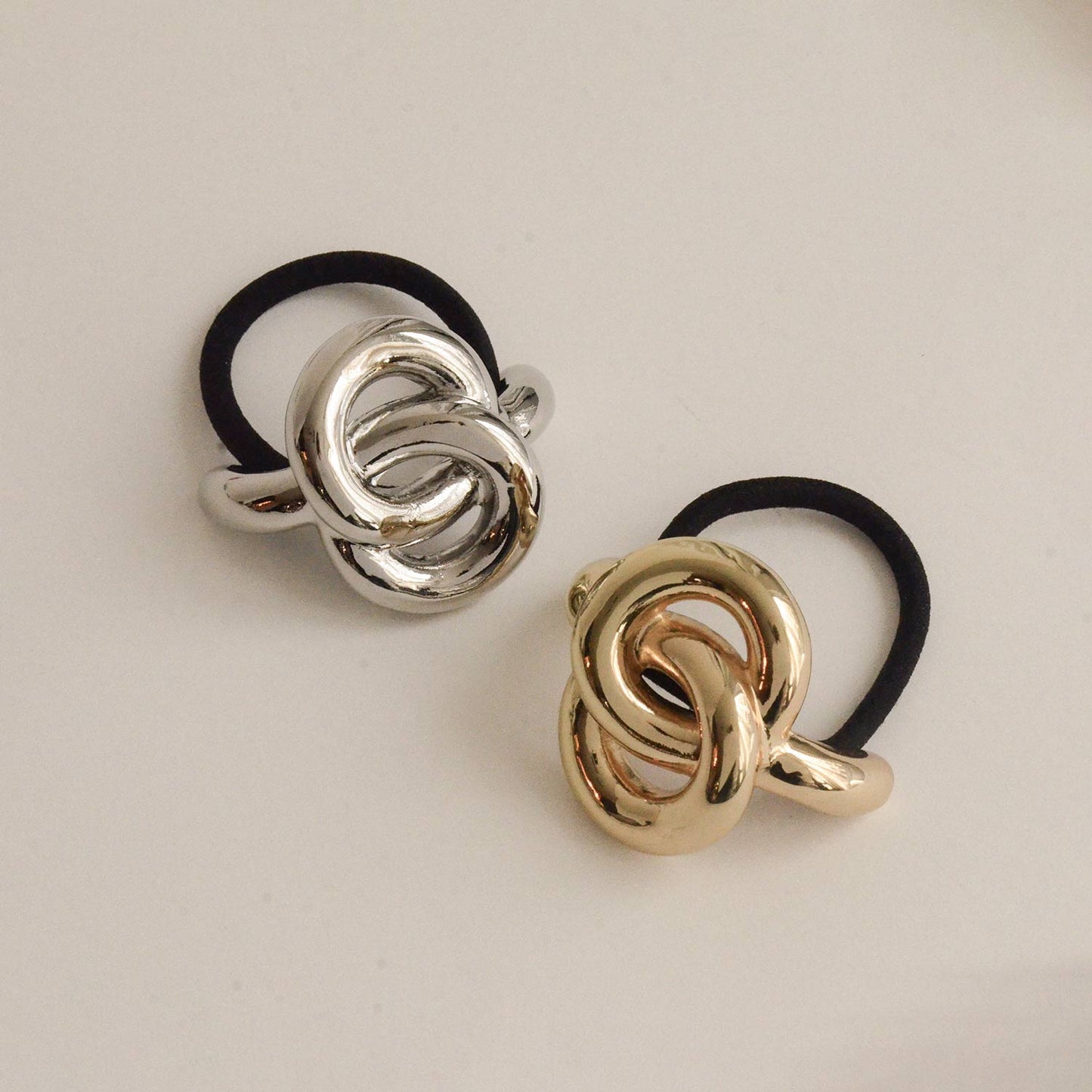 Hair cuff ties with silver and gold eternal loops