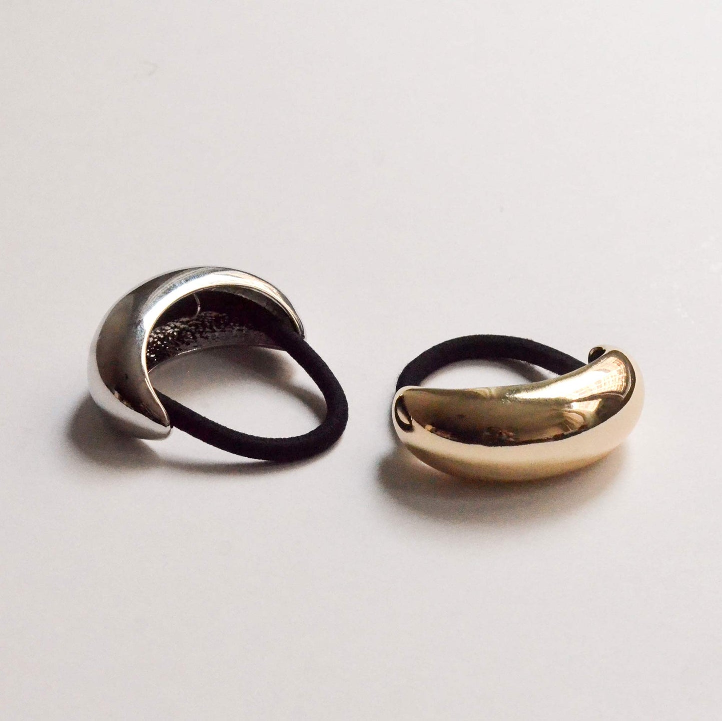 Hair cuffs with silver and gold crescents
