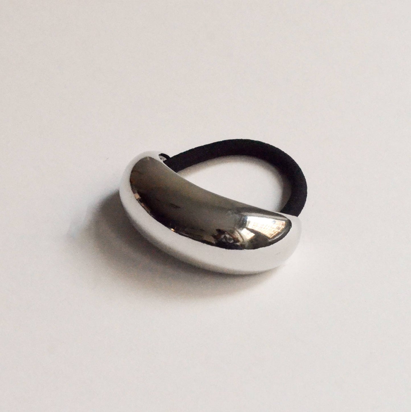 wide crescent hair cuff tie with colored silver