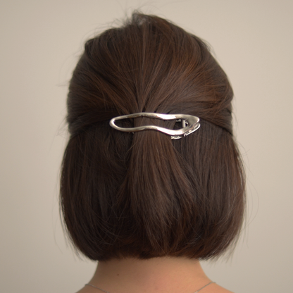 Organic Wave Metal Hair Barrette Clip | Silver