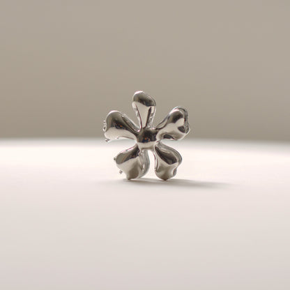 Organic Flower Metal Hair Claw Clip | Silver
