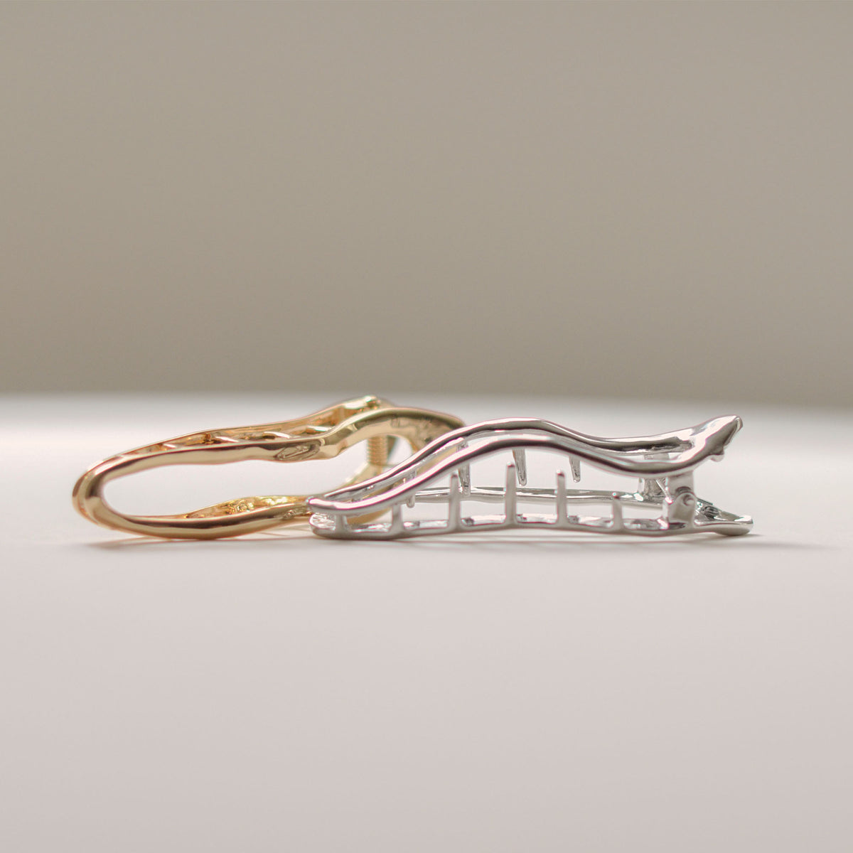 Organic Wave Metal Hair Barrette Clip | Gold